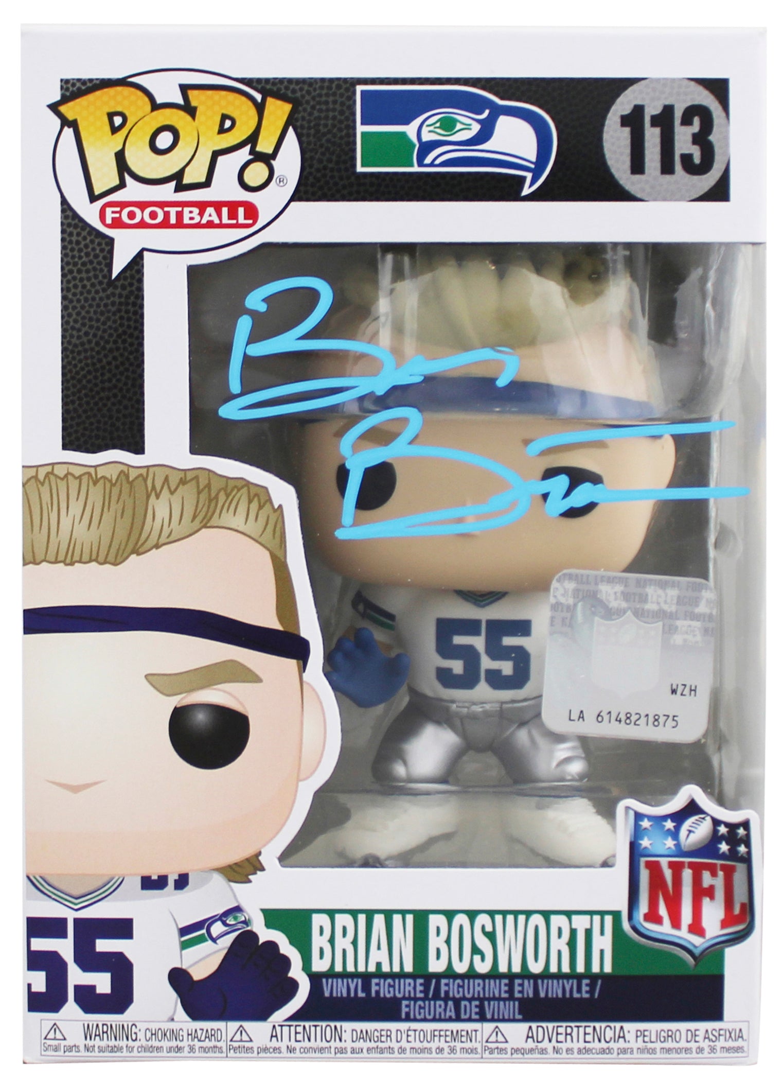 Seahawks Brian Bosworth Authentic Signed #113 Funko Pop Vinyl Figure JSA Witness