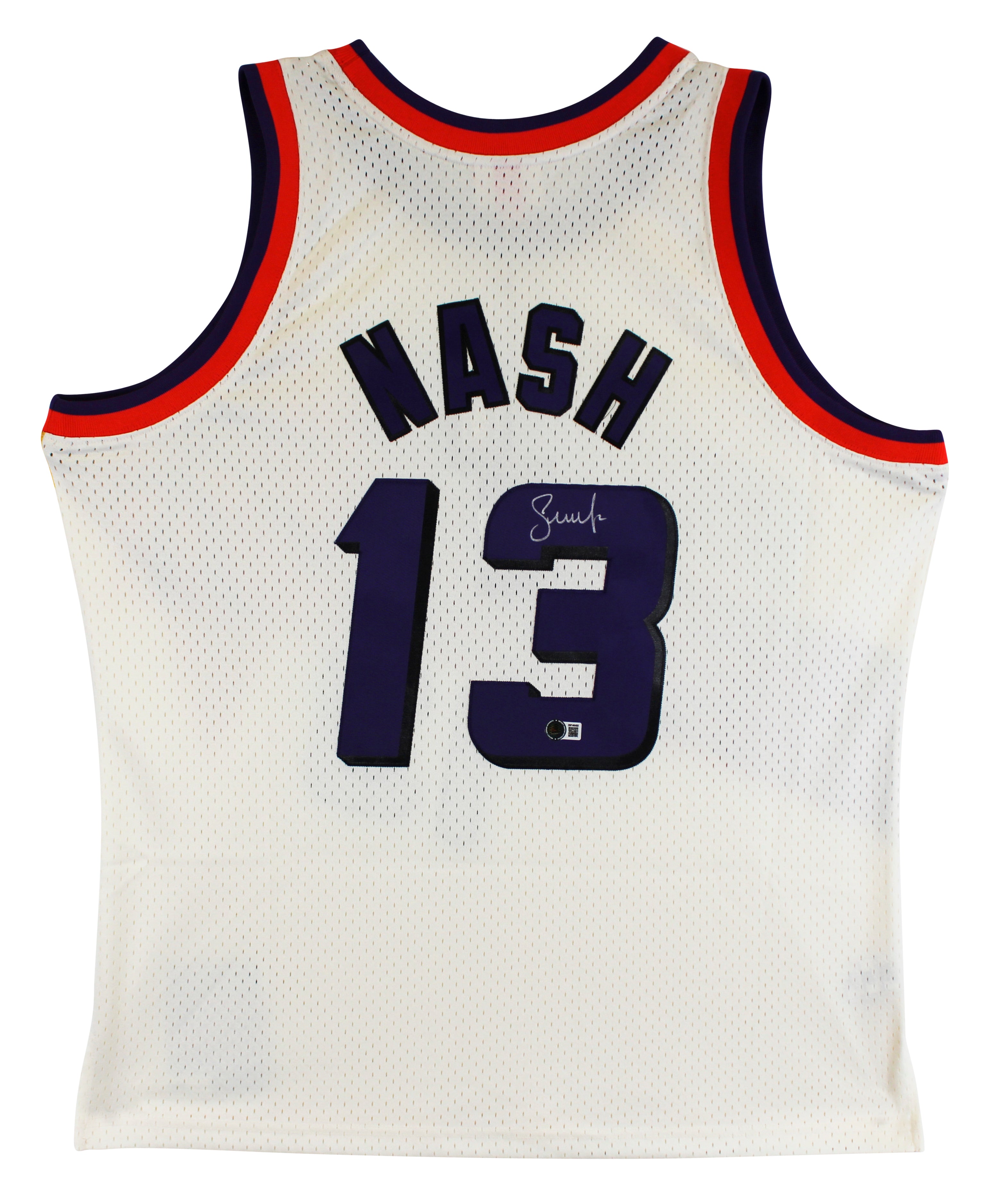 Suns Steve Nash Signed Cream M&N 1996-97 HWC Swingman Jersey BAS Witnessed