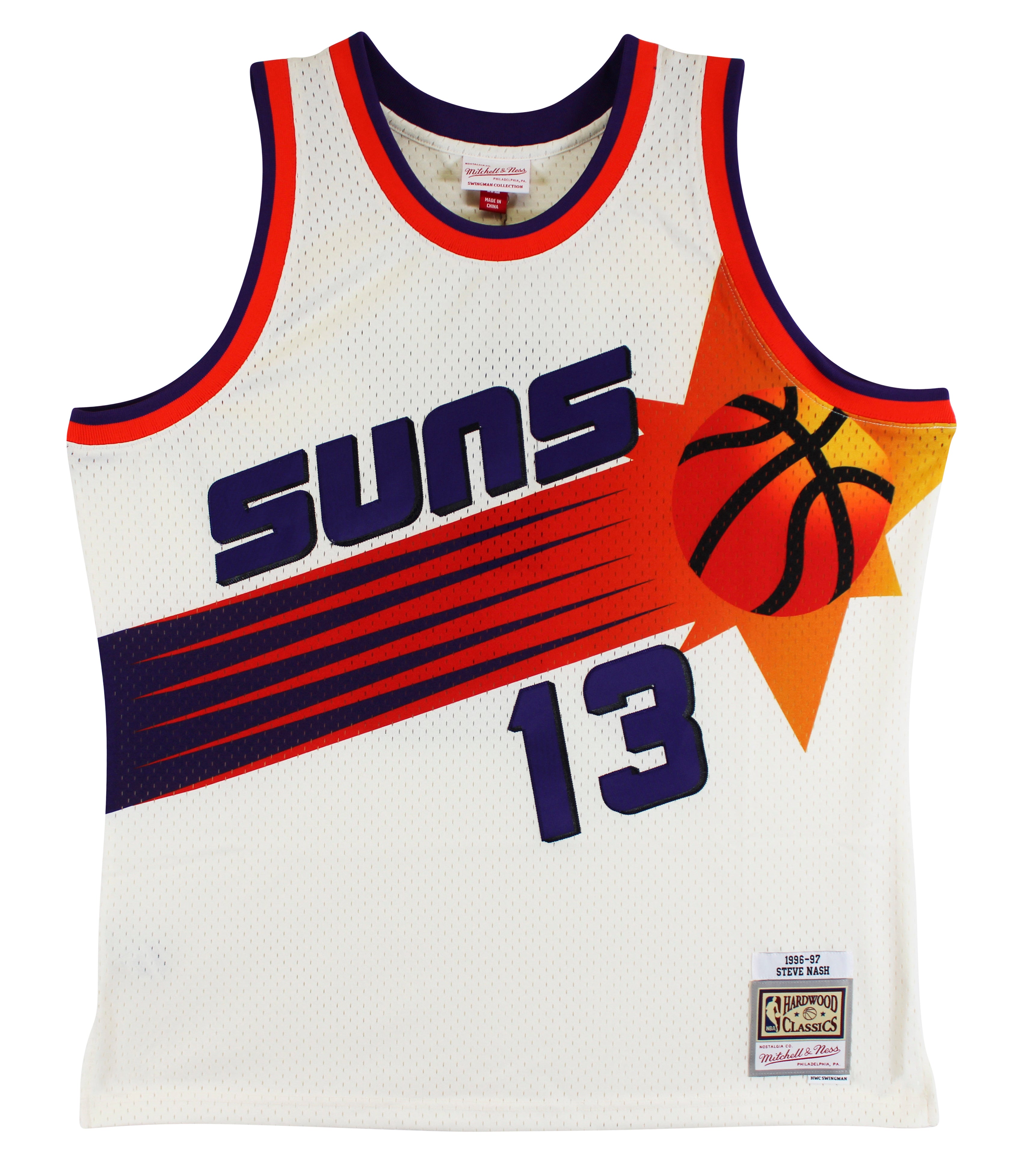 Suns Steve Nash Signed Cream M&N 1996-97 HWC Swingman Jersey BAS Witnessed