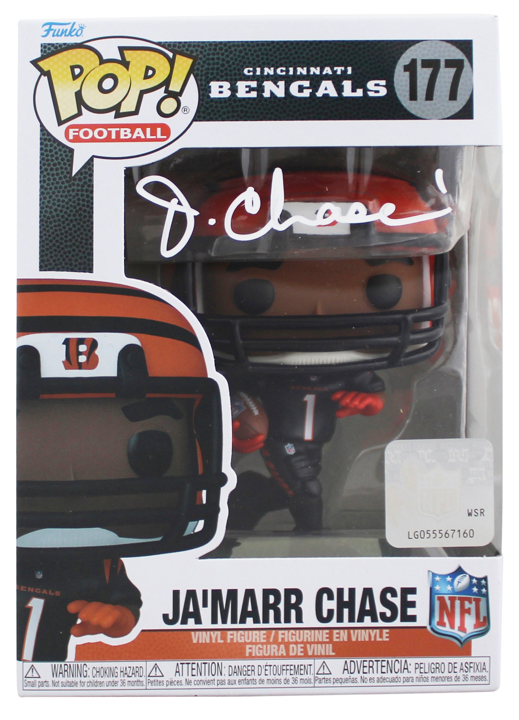 Bengals Ja'Marr Chase Authentic Signed #177 Funko Pop Figure BAS Wit #3W050347