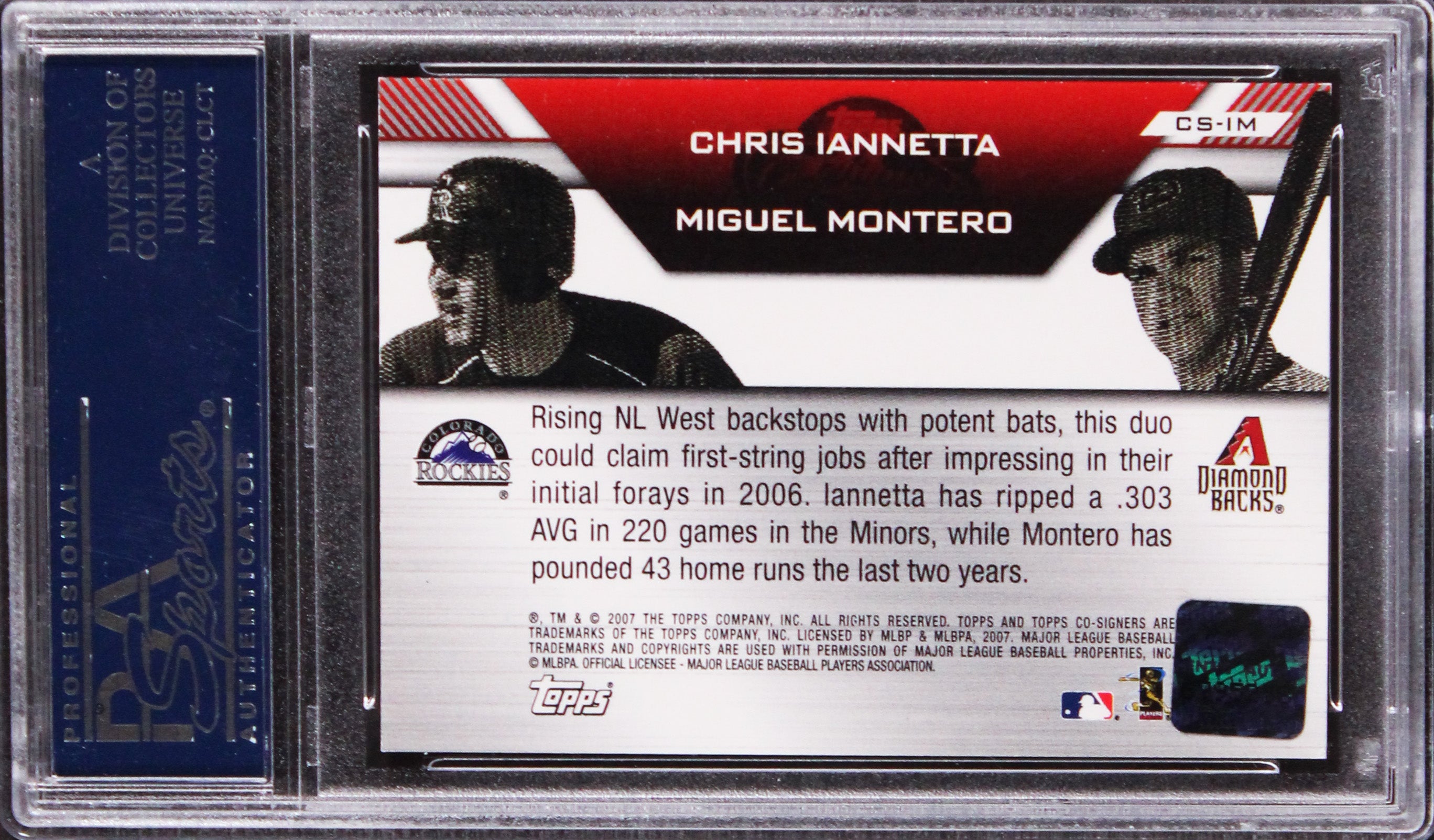 Chris Iannetta & Miguel Montero Signed 2007 Topps Co-Signer #CS-IM Card PSA Slab