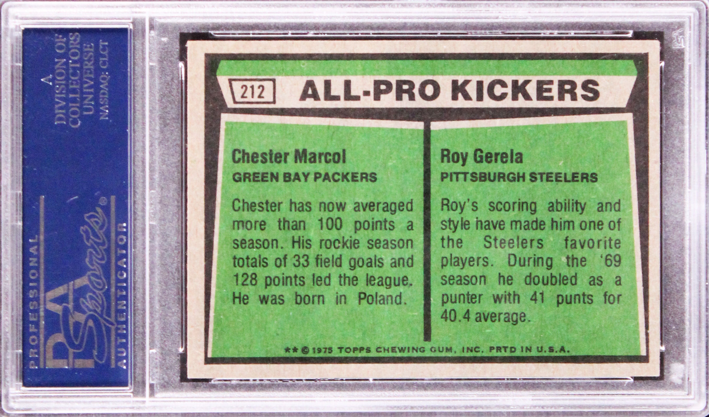 Packers Chester Marcol Authentic Signed 1975 Topps #212 Card PSA/DNA Slabbed