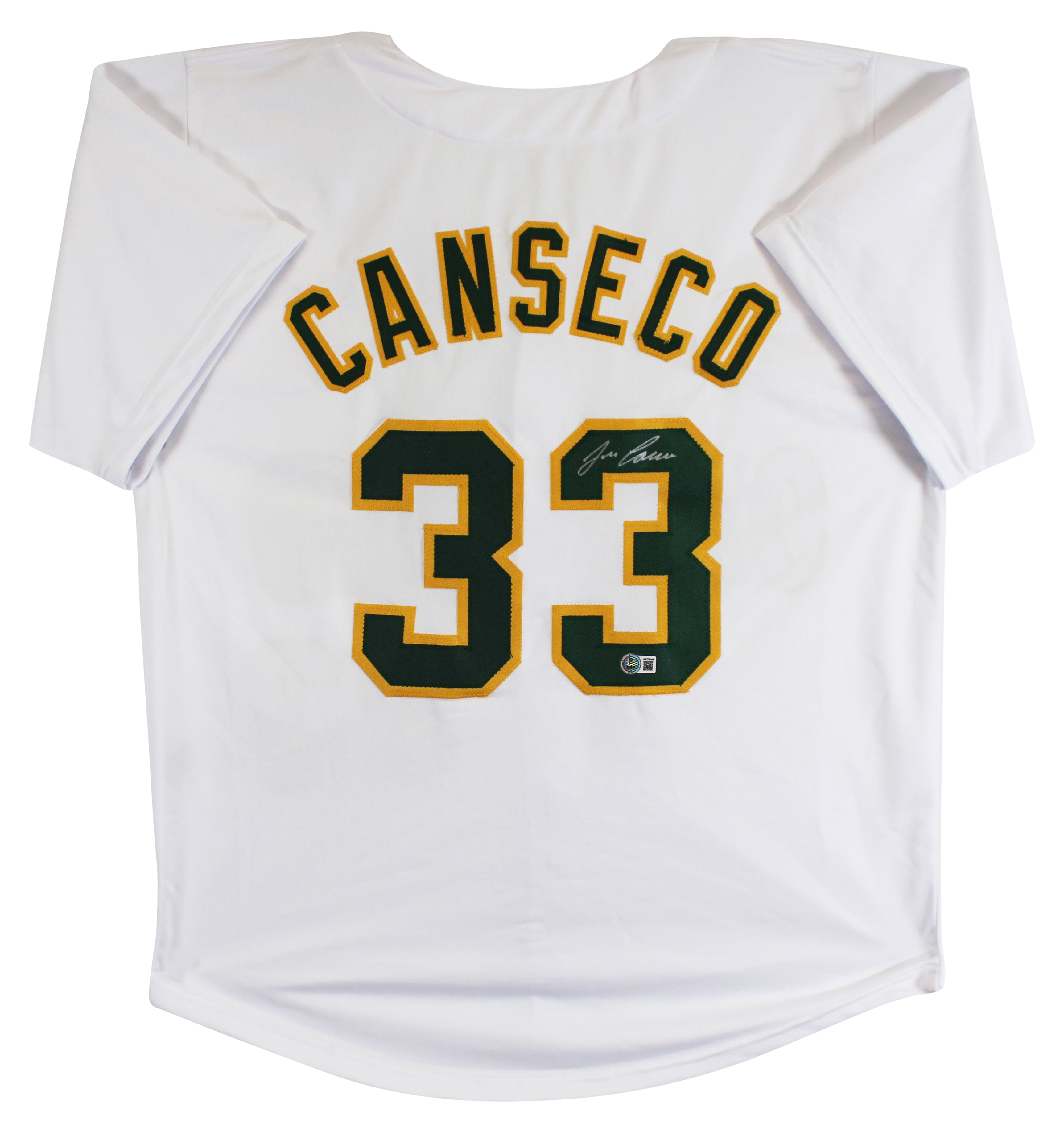 Jose Canseco Authentic Signed White Pro Style Jersey Autographed BAS Witnessed