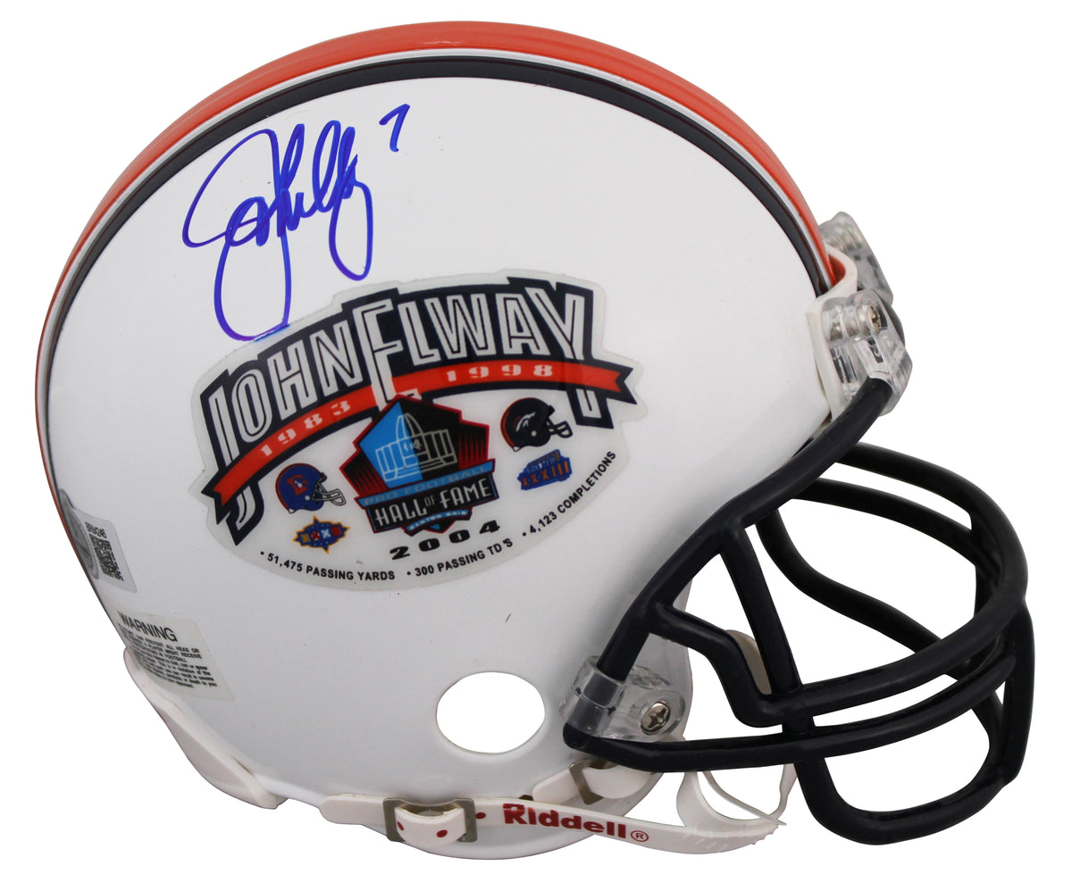 Broncos John Elway Signed VSR4 Hall Of Fame Logo Mini Helmet BAS #BR84246
