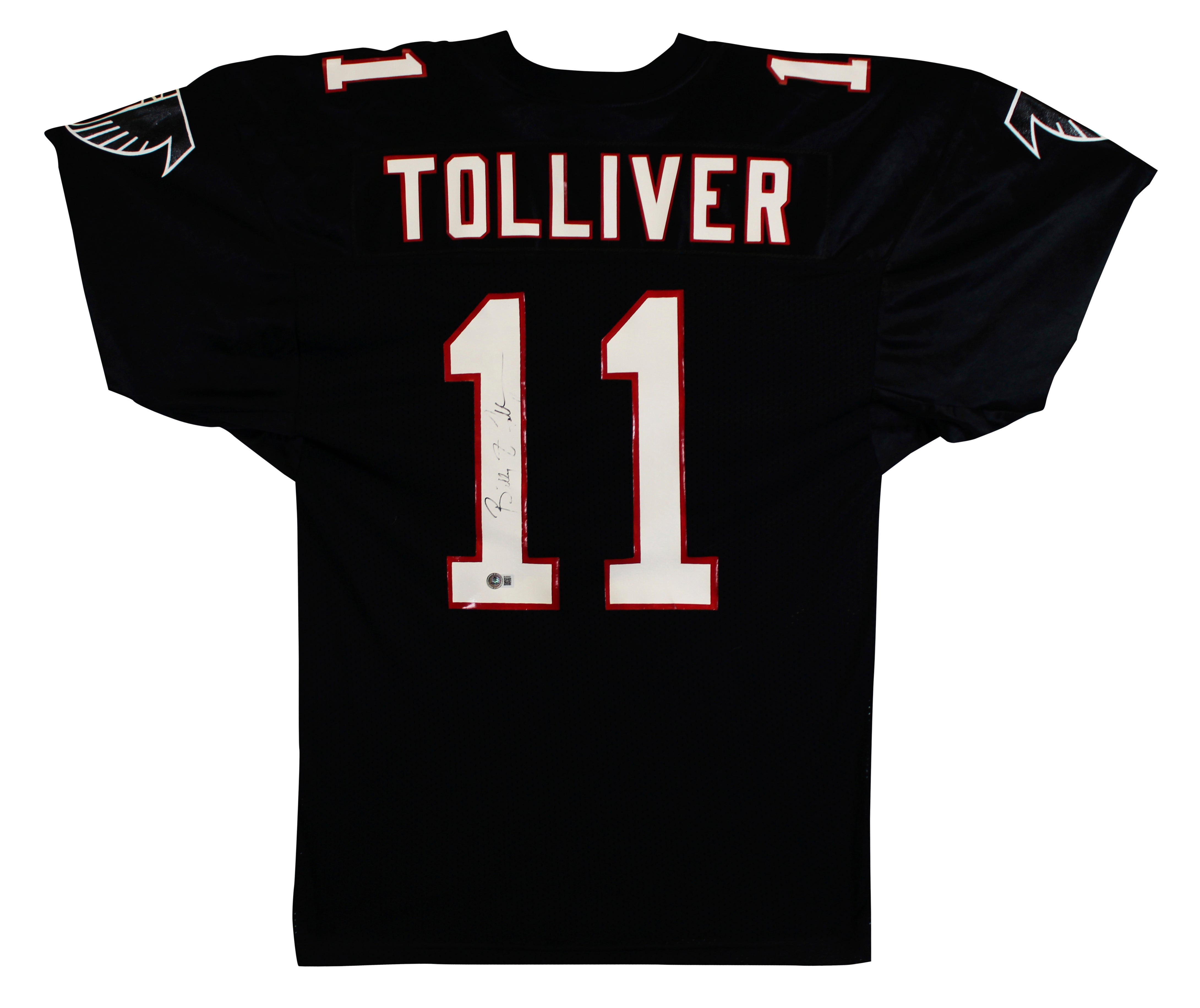 Falcons Billy Joe Tolliver Signed Twice Black Russell Athletic Jersey BAS