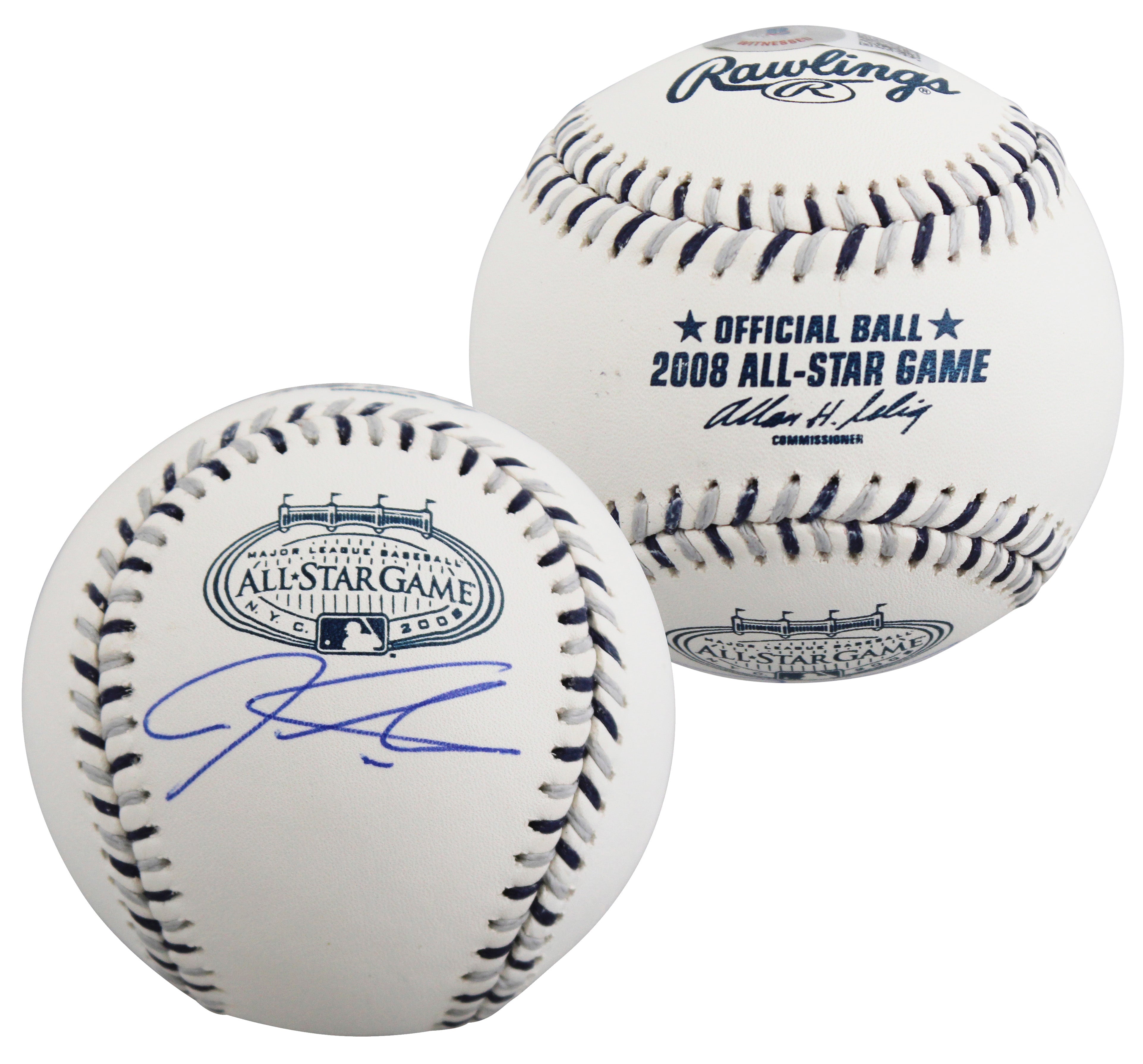 Rangers Josh Hamilton Signed 2008 All Star Game Logo OML Baseball BAS Witnessed
