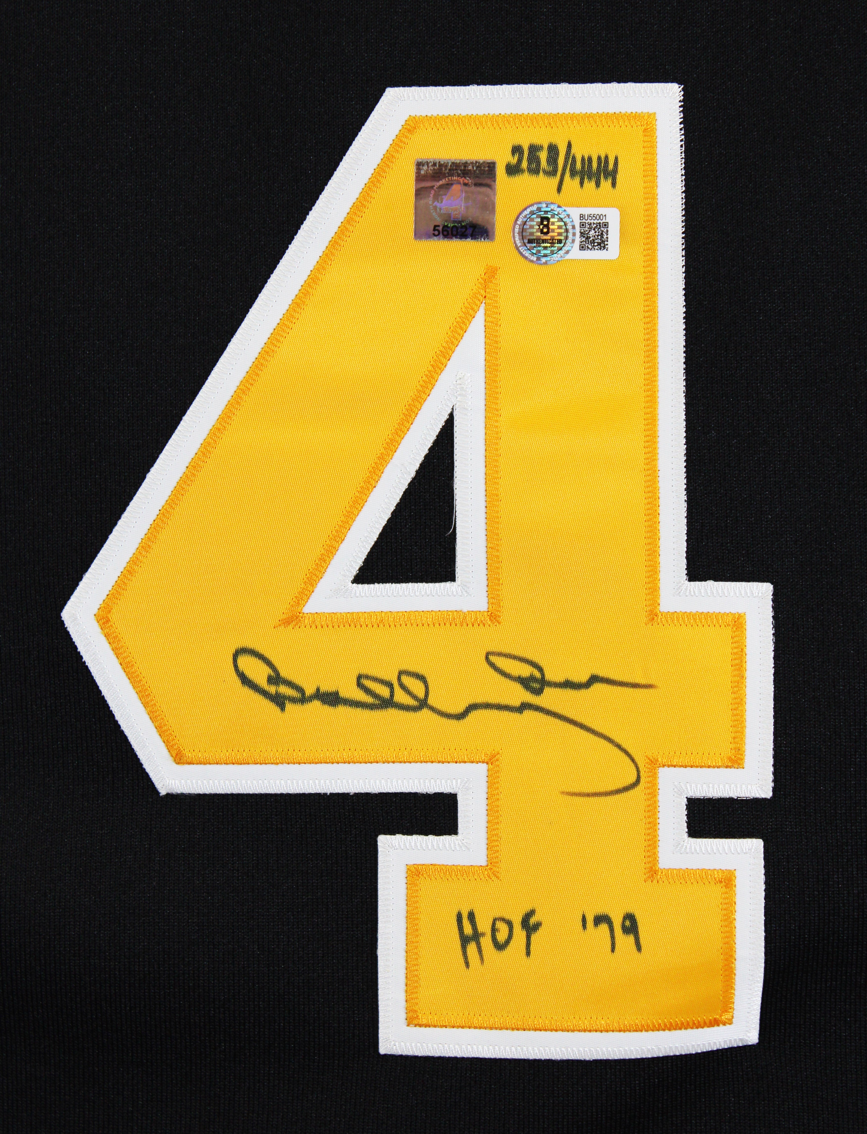 Bruins Bobby Orr "HOF 79" Signed Black Vintage M&N Throwback Jersey BAS & GNR