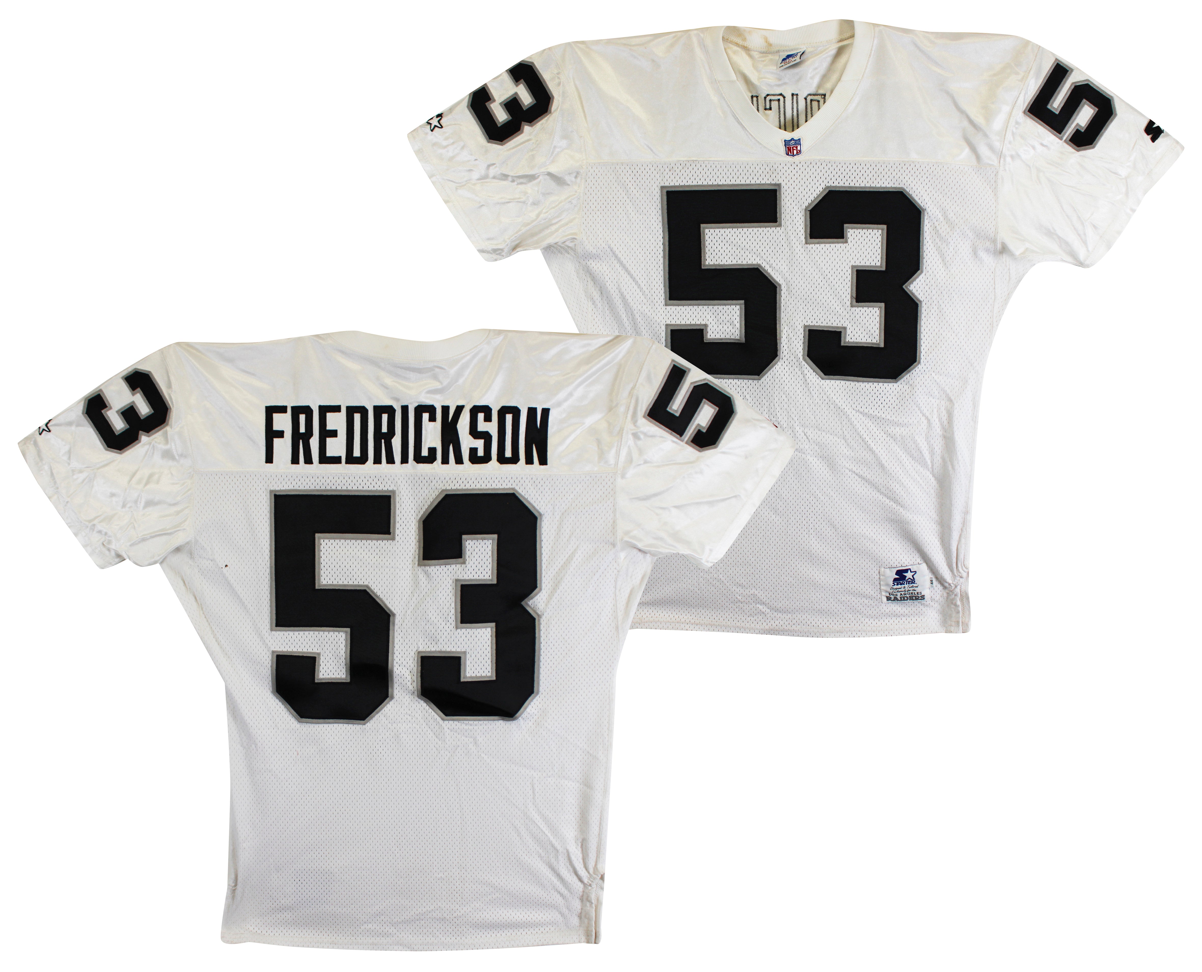 Raiders Rob Fredrickson Authentic White Starter Size 44 Jersey