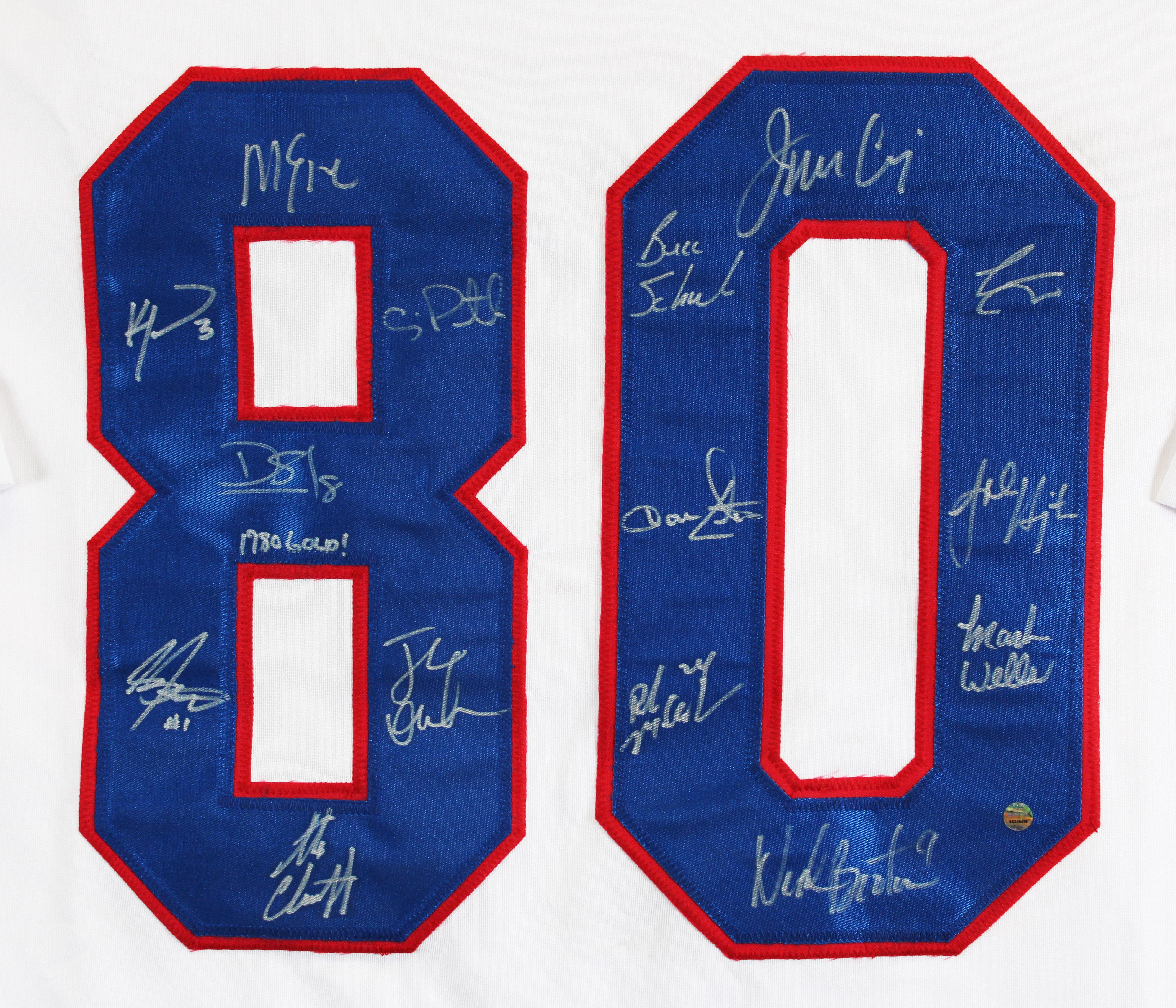 1980 USA Hockey (15) Craig, Eruzione, Broten Signed White Framed Jersey Steiner