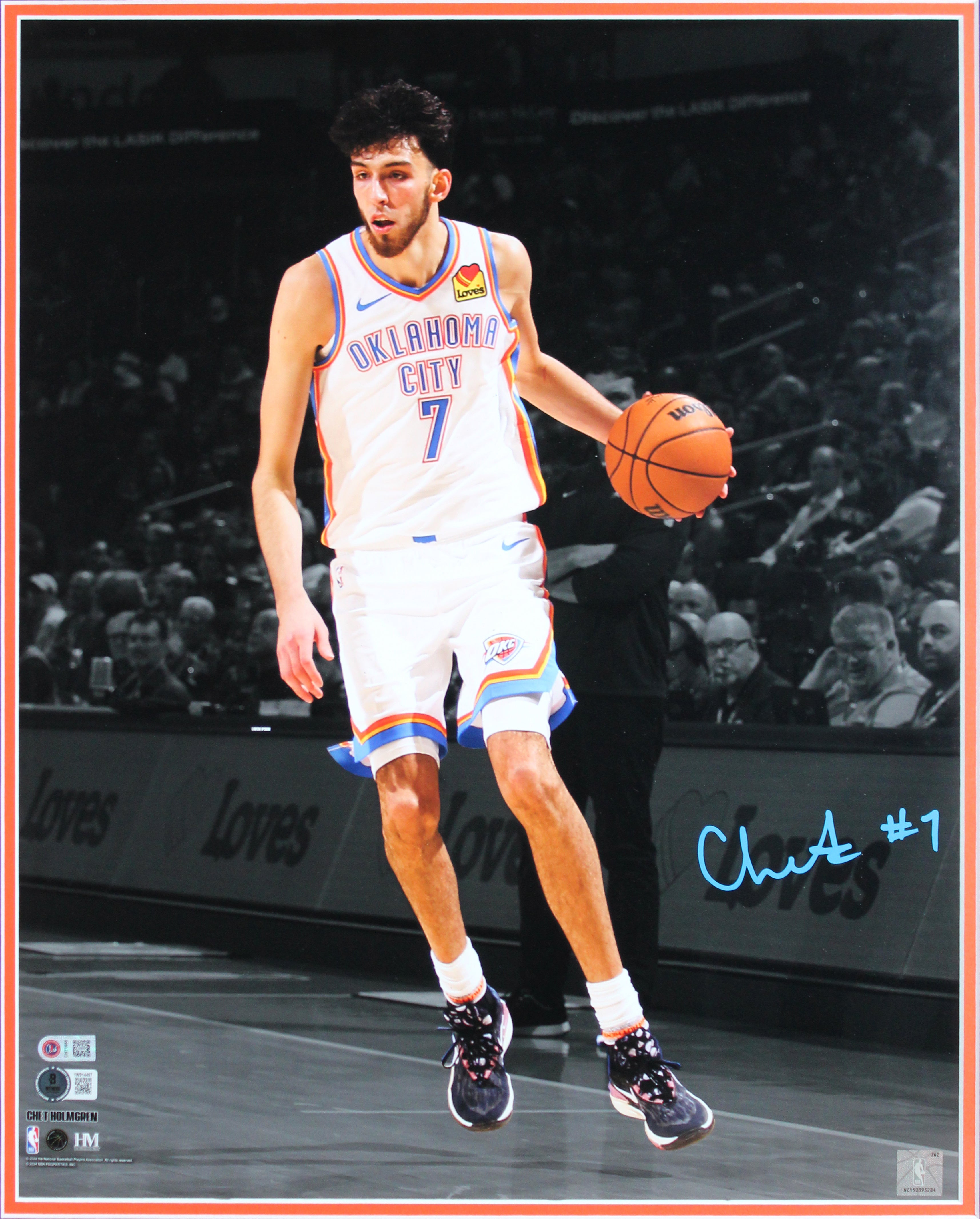 Thunder Chet Holmgren Authentic Signed 16x20 Framed Photo BAS Witness #1W314497