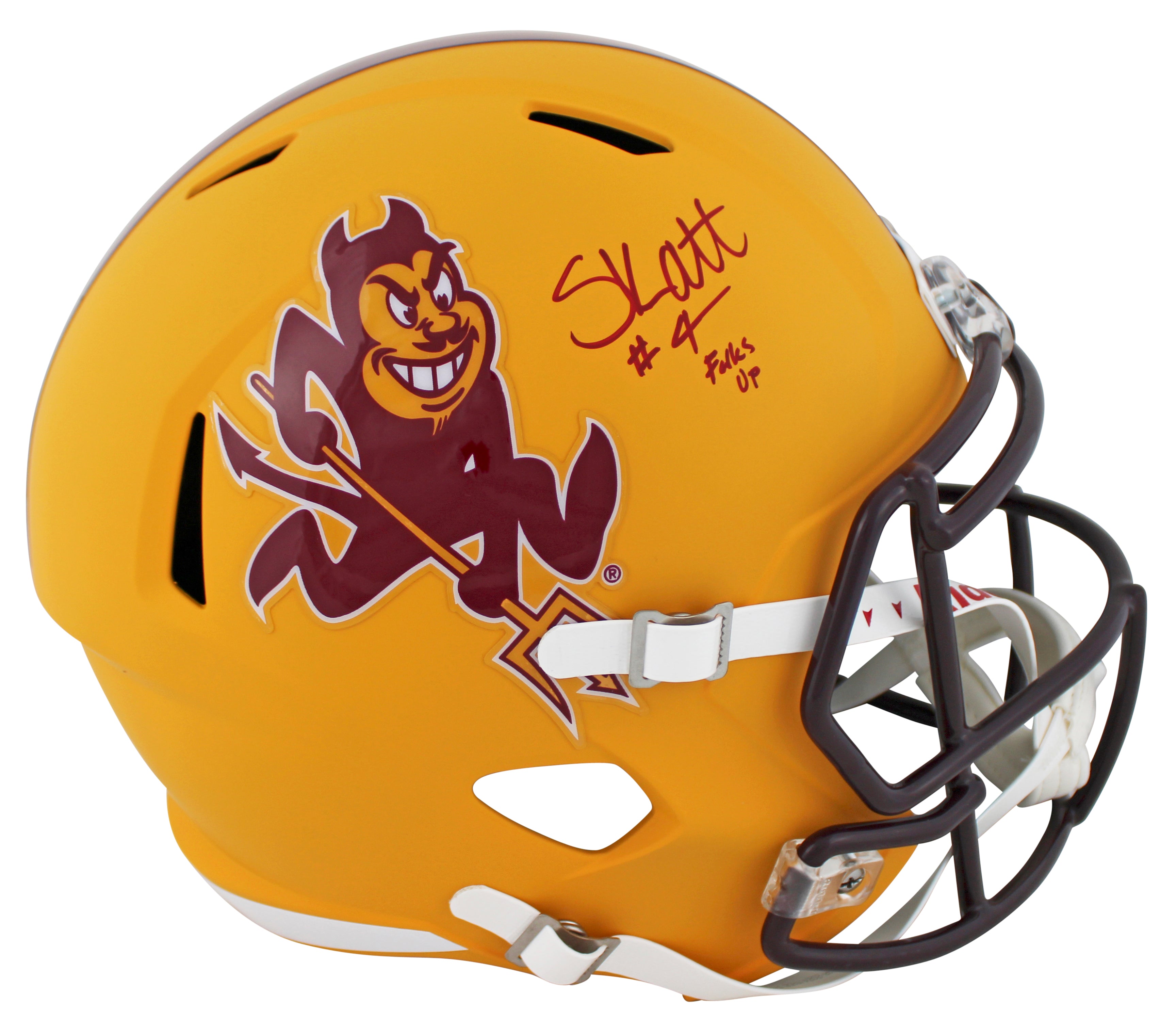 ASU Cameron Skattebo Signed Sparky Full Size Speed Rep Helmet W/ Case BAS Wit