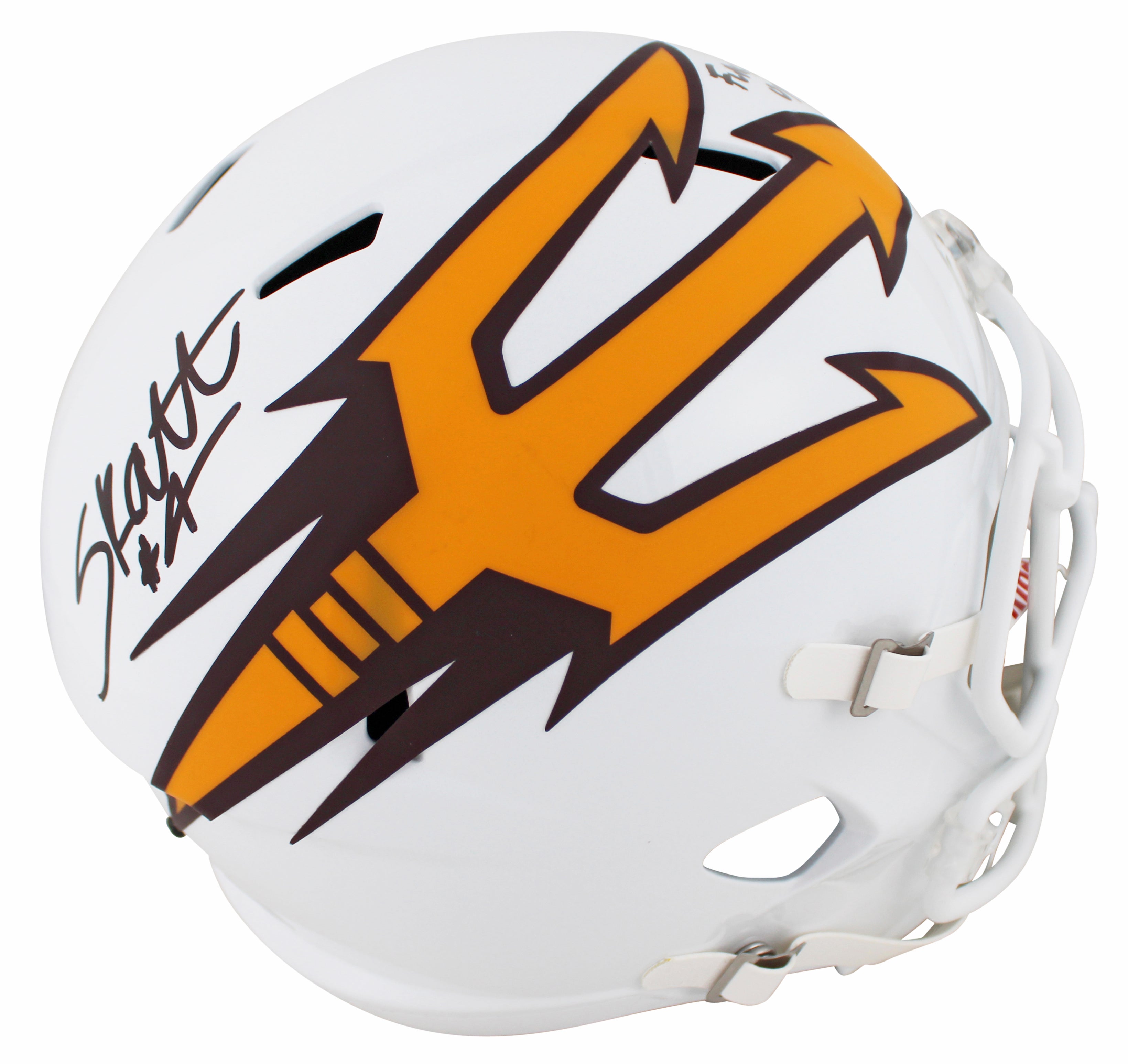 Arizona State Cameron Skattebo Signed White Full Size Speed Rep Helmet BAS Wit