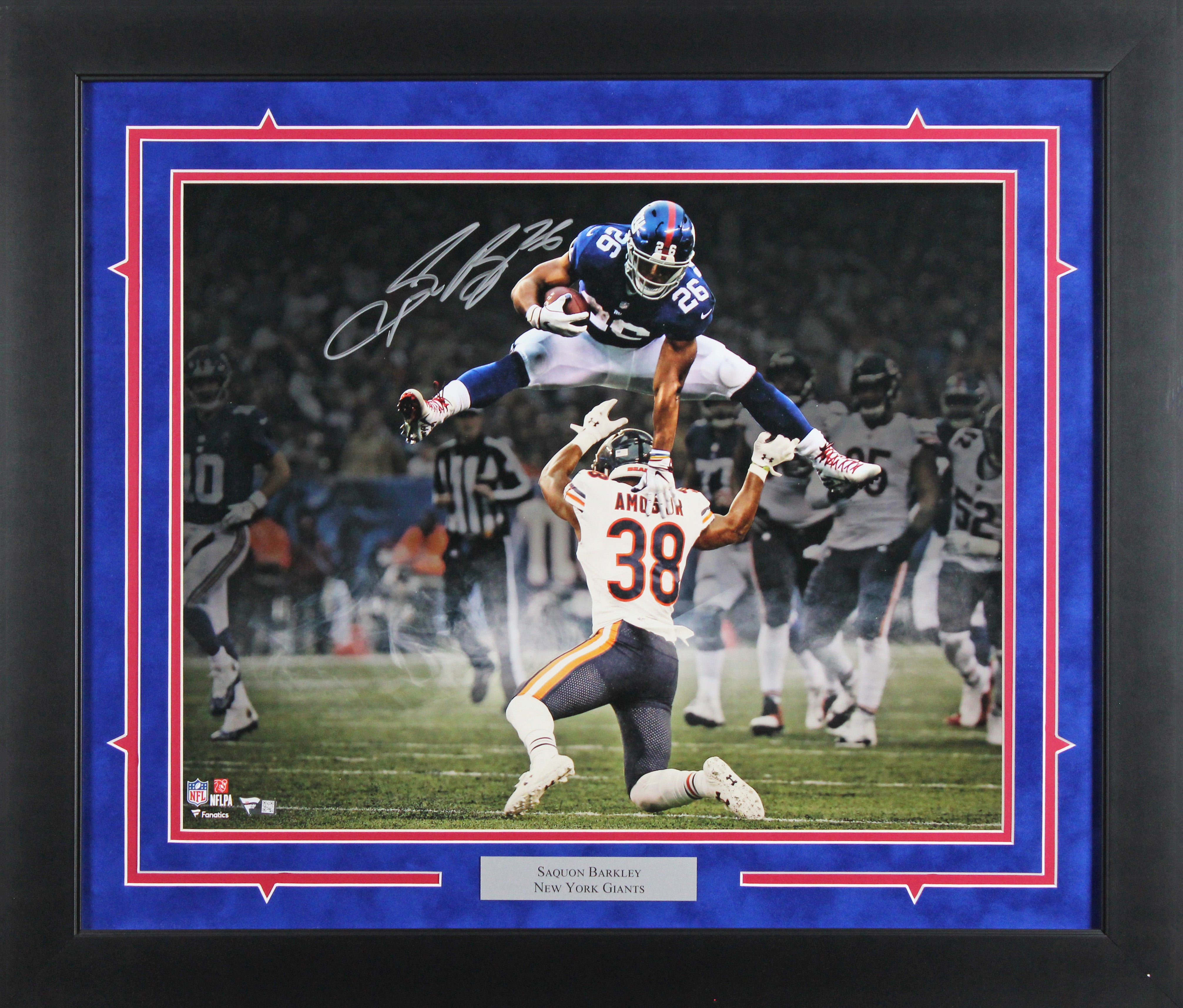 Giants Saquon Barkley Authentic Signed 16x20 Framed Photo Fanatics #B562356