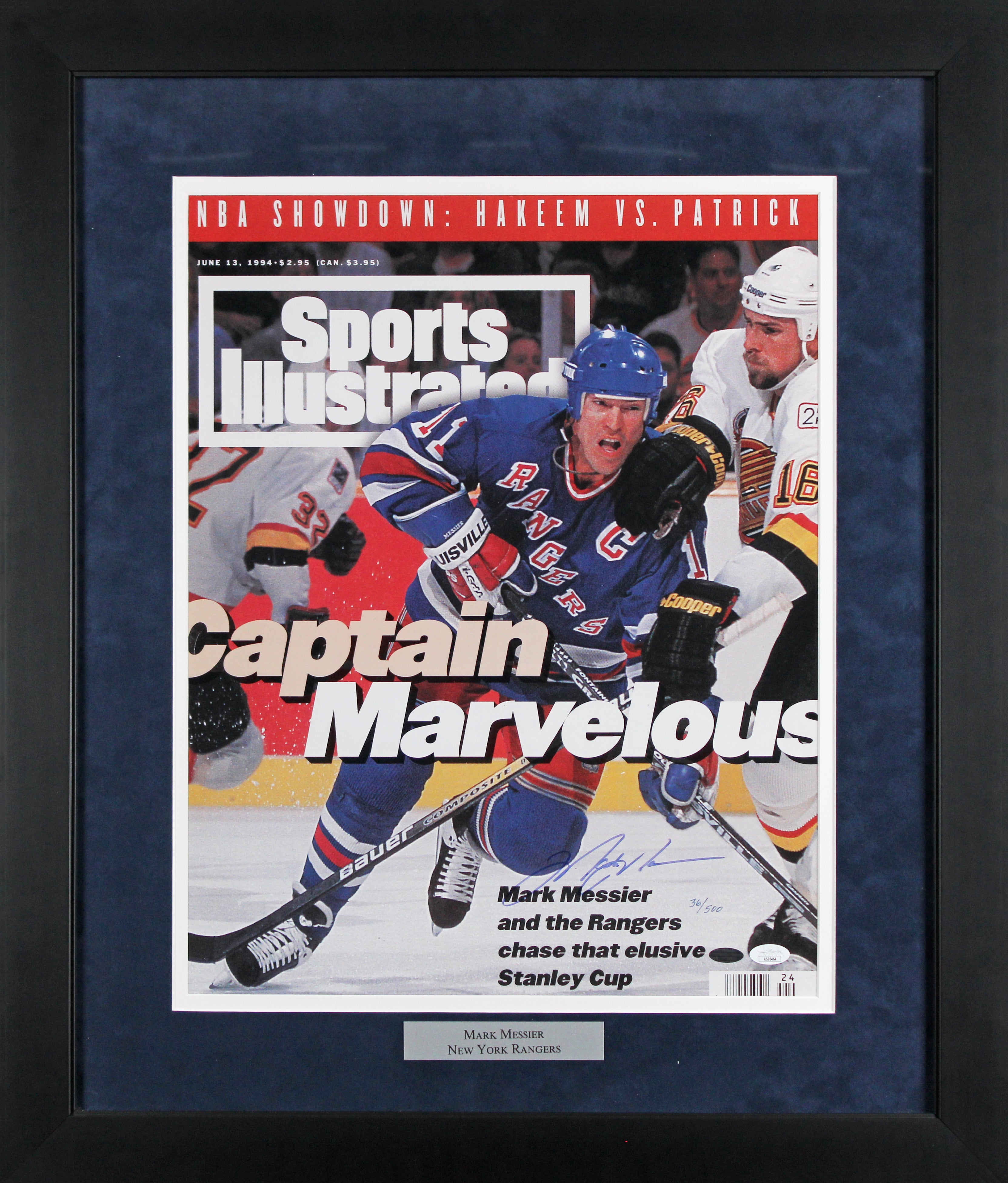 Rangers Mark Messier Authentic Signed 16x20 Framed Photo JSA #AS95464