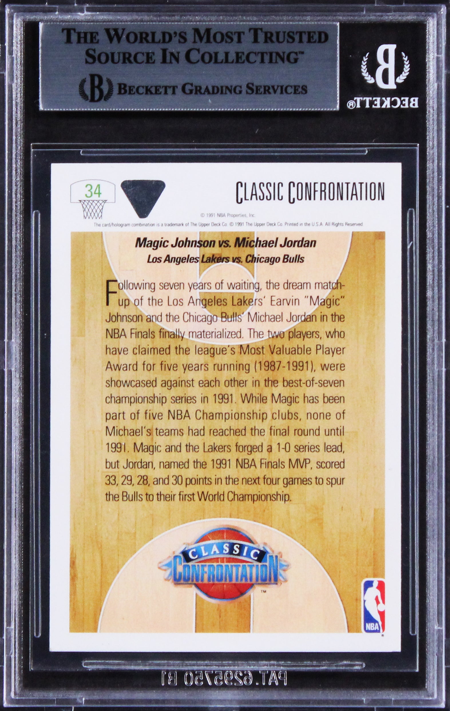 Lakers Magic Johnson Authentic Signed 1991 Upper Deck #34 CC Card BAS Slabbed