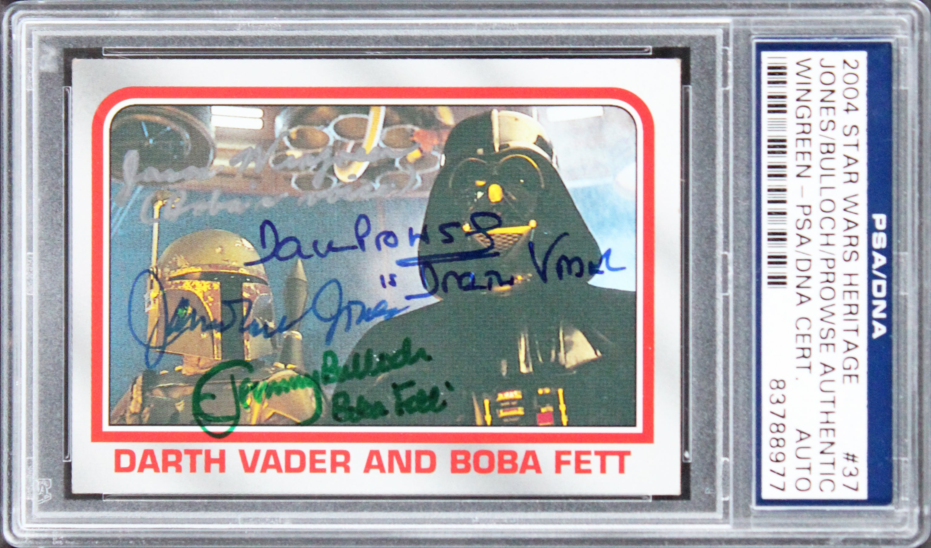 Star Wars (4) Jones, Prowse +2 Signed 2004 Star Wars Heritage #37 Card PSA Slab