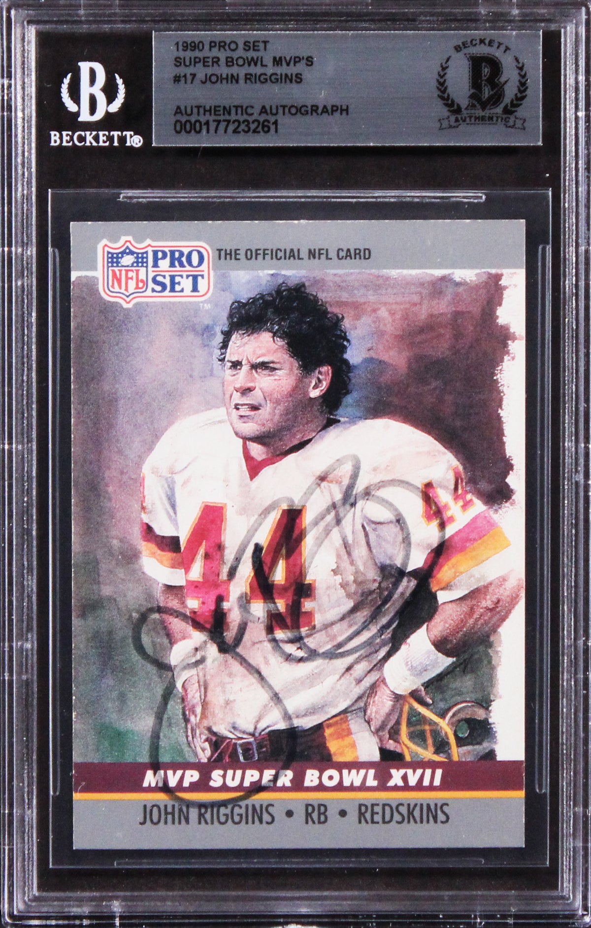 Redskins John Riggins Signed 1990 Pro Set Super Bowl MVP'S #17 Card BAS Slabbed