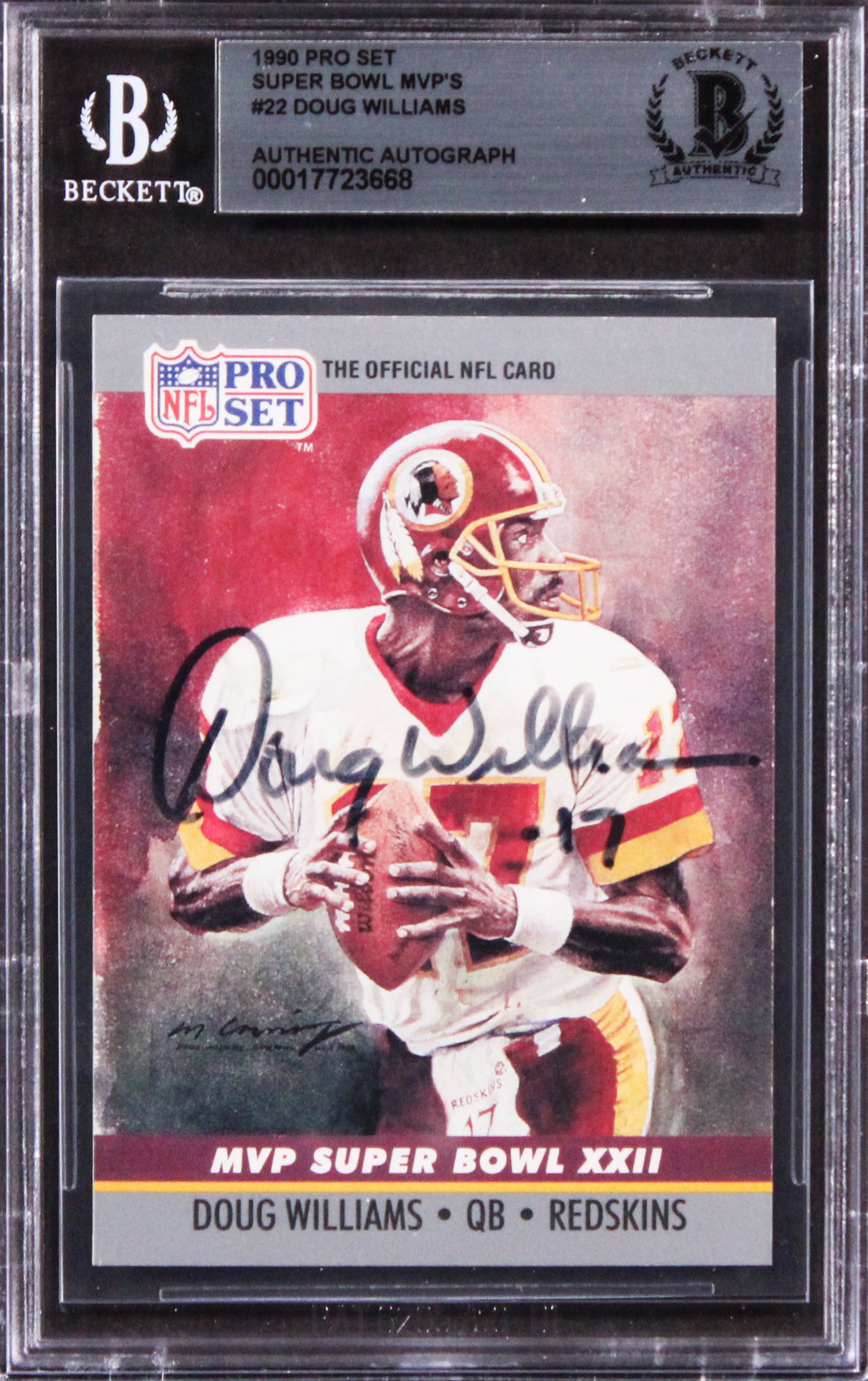 Redskins Doug Williams Signed 1990 Pro Set Super Bowl MVP'S #22 Card BAS Slabbed