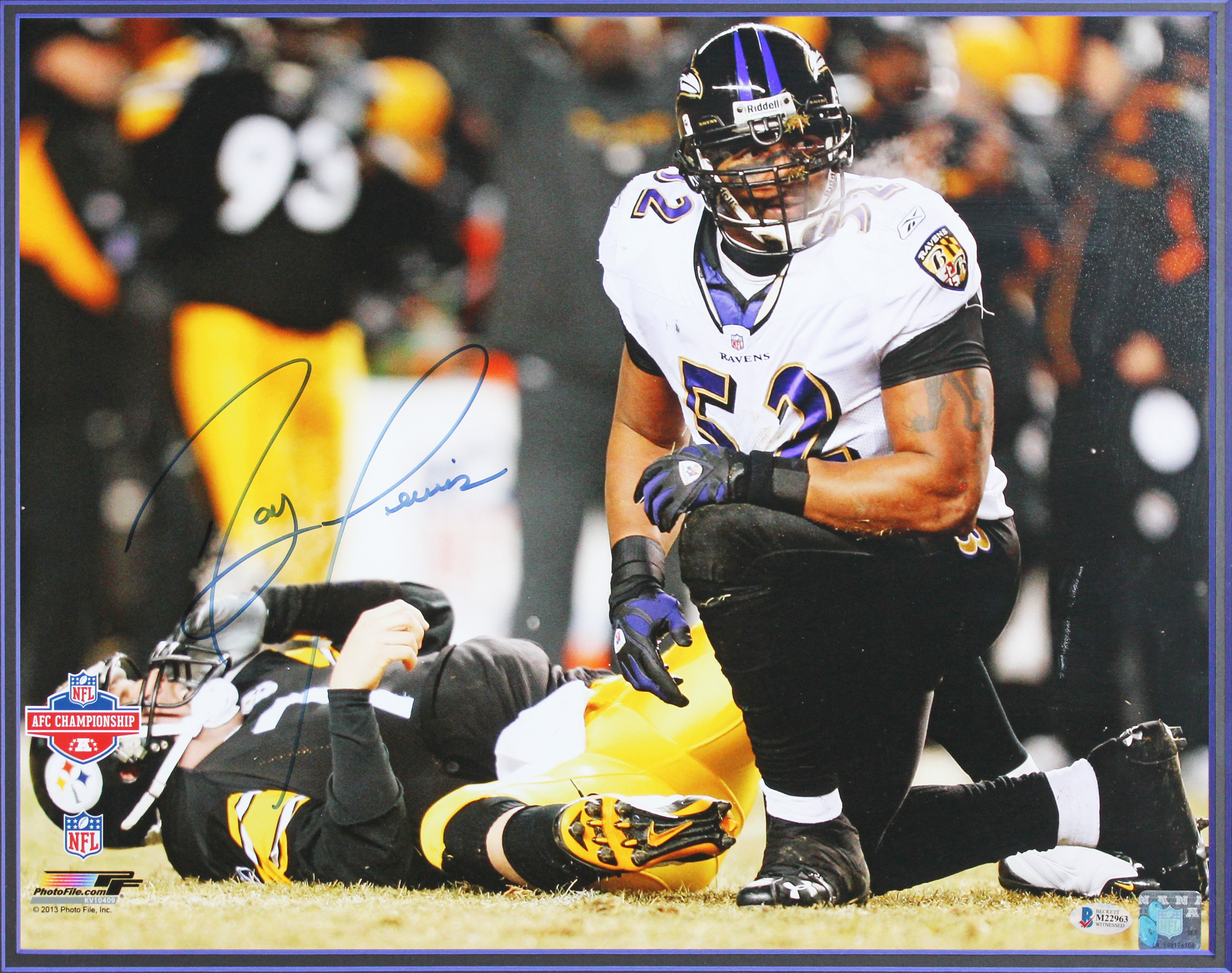 Ravens Ray Lewis Authentic Signed 16x20 Framed Photo Autographed BAS #M22963