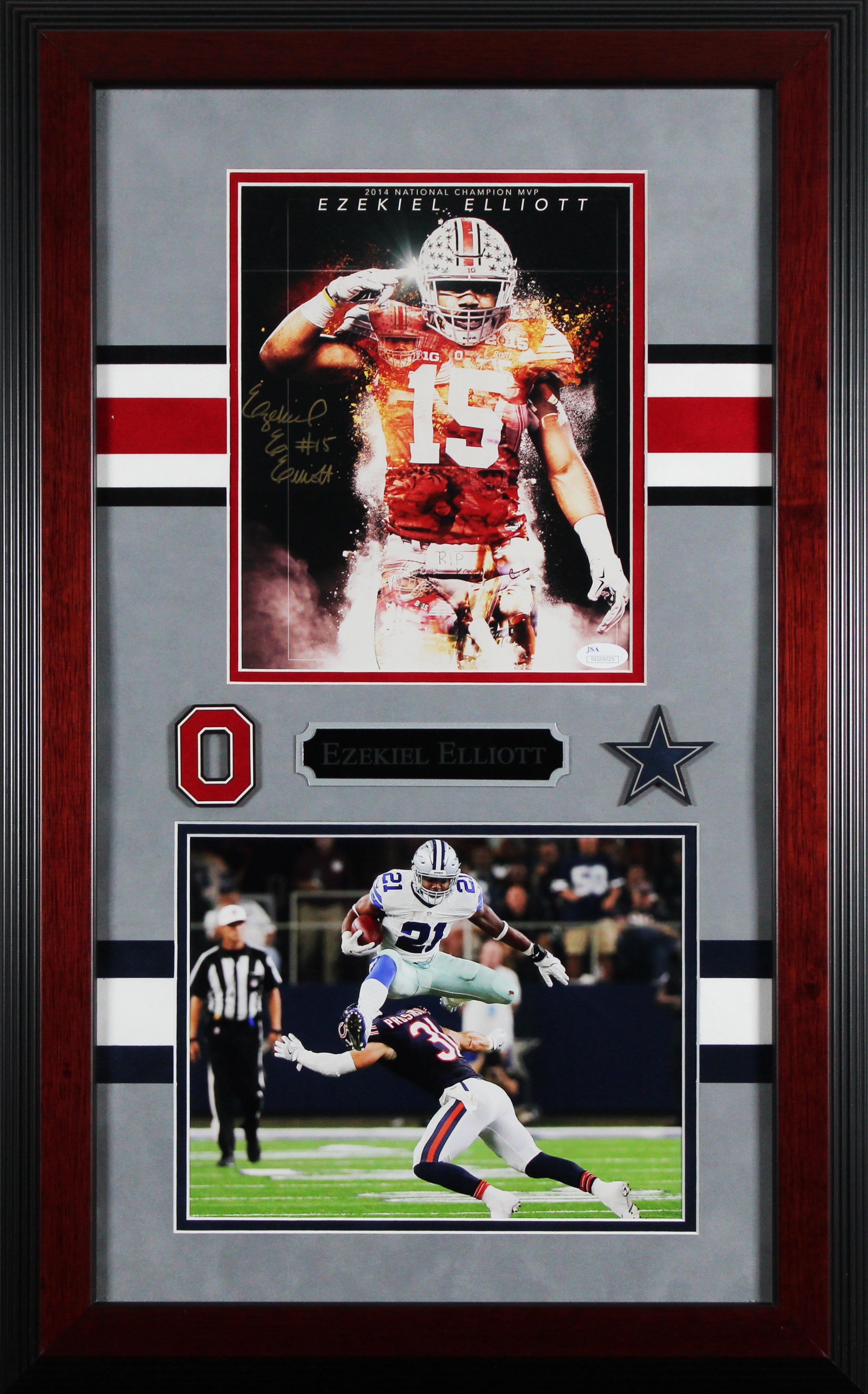 Cowboys Ezekiel Elliott Authentic Signed 8x10 Framed Photo JSA SD #SD29225