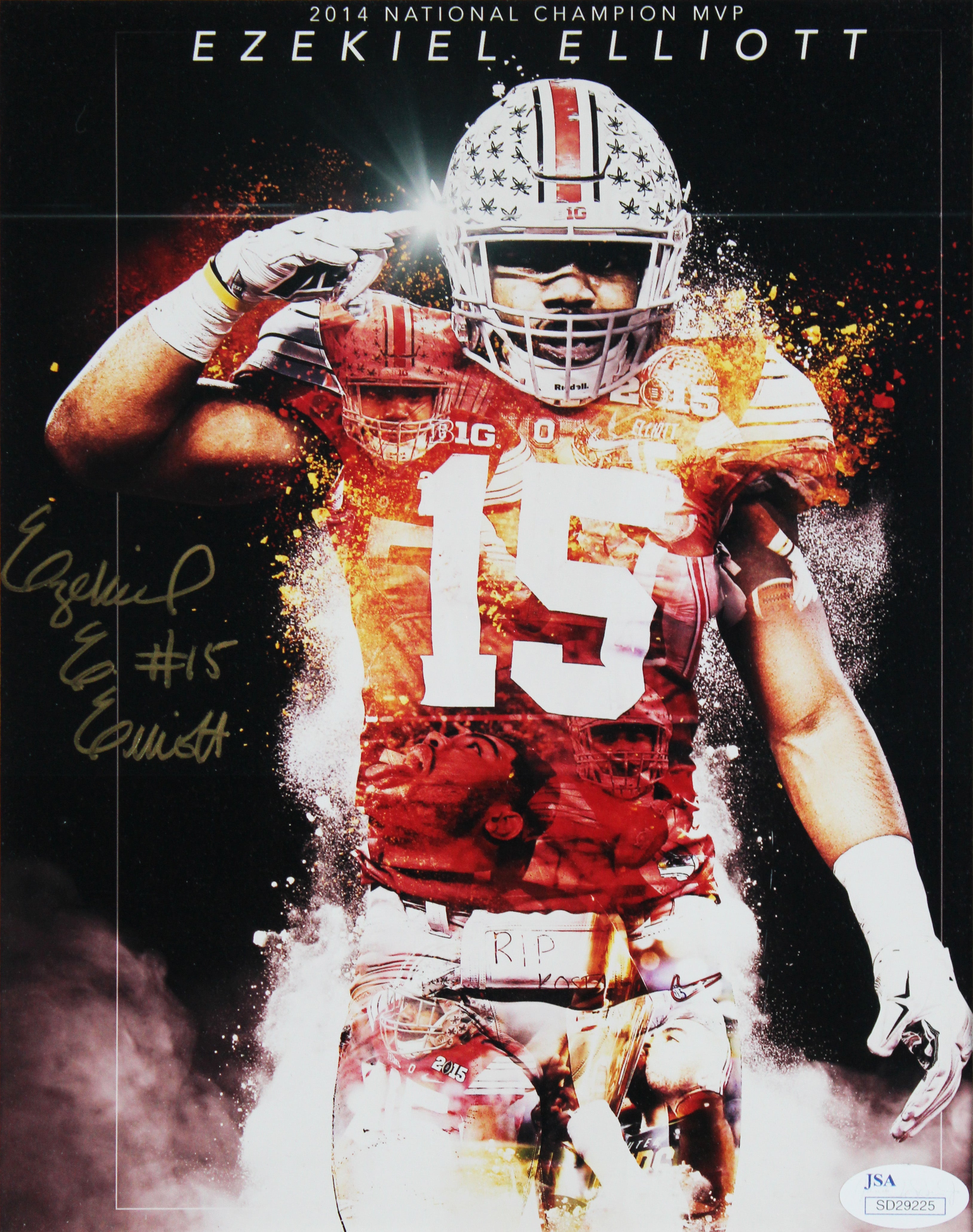 Cowboys Ezekiel Elliott Authentic Signed 8x10 Framed Photo JSA SD #SD29225