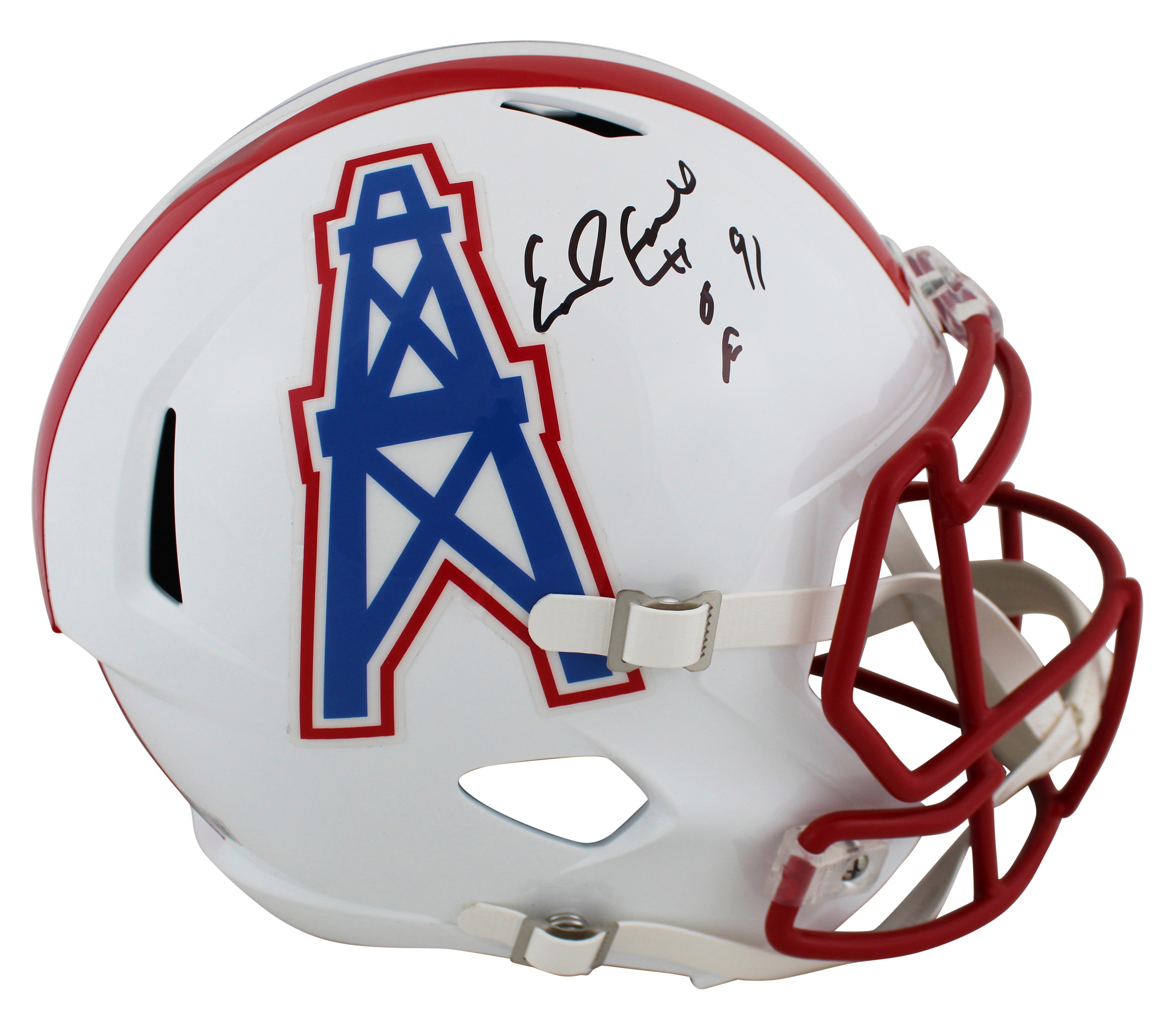 Oilers Earl Campbell "HOF" Signed 1981-98 TB F/S Speed Rep Helmet W/ Case BAS W