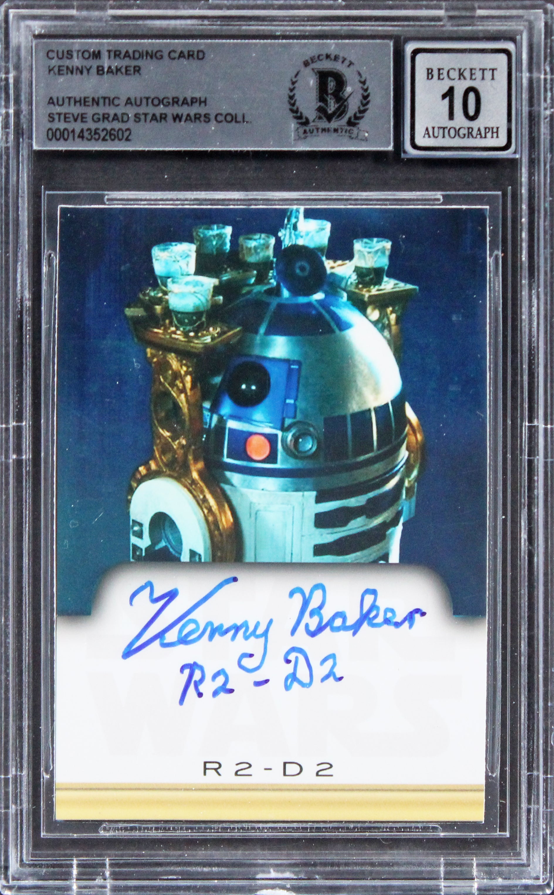 Kenny Baker Star Wars "R2-D2" Signed Custom Trading Card Auto 10! BAS Slabbed