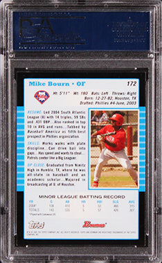 Phillies Michael Bourn Authentic Signed 2005 Bowman #172 Card PSA/DNA Slabbed