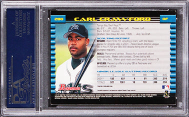 Rays Carl Crawford Authentic Signed 2002 Bowman #280 Card PSA/DNA Slabbed