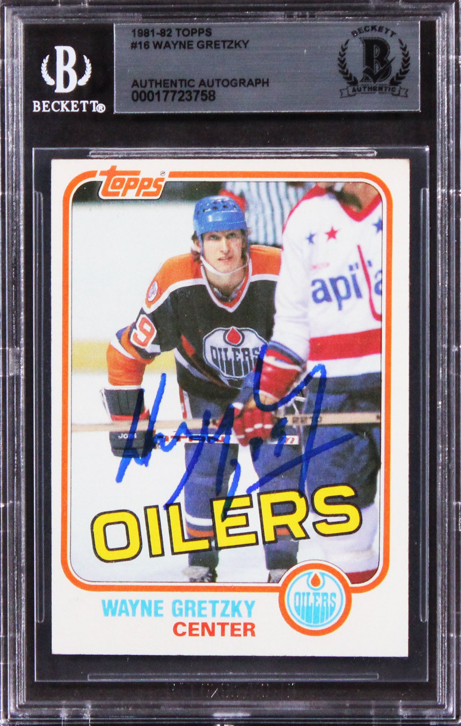 Oilers Wayne Gretzky Authentic Signed 1981 Topps #16 Card BAS Slabbed