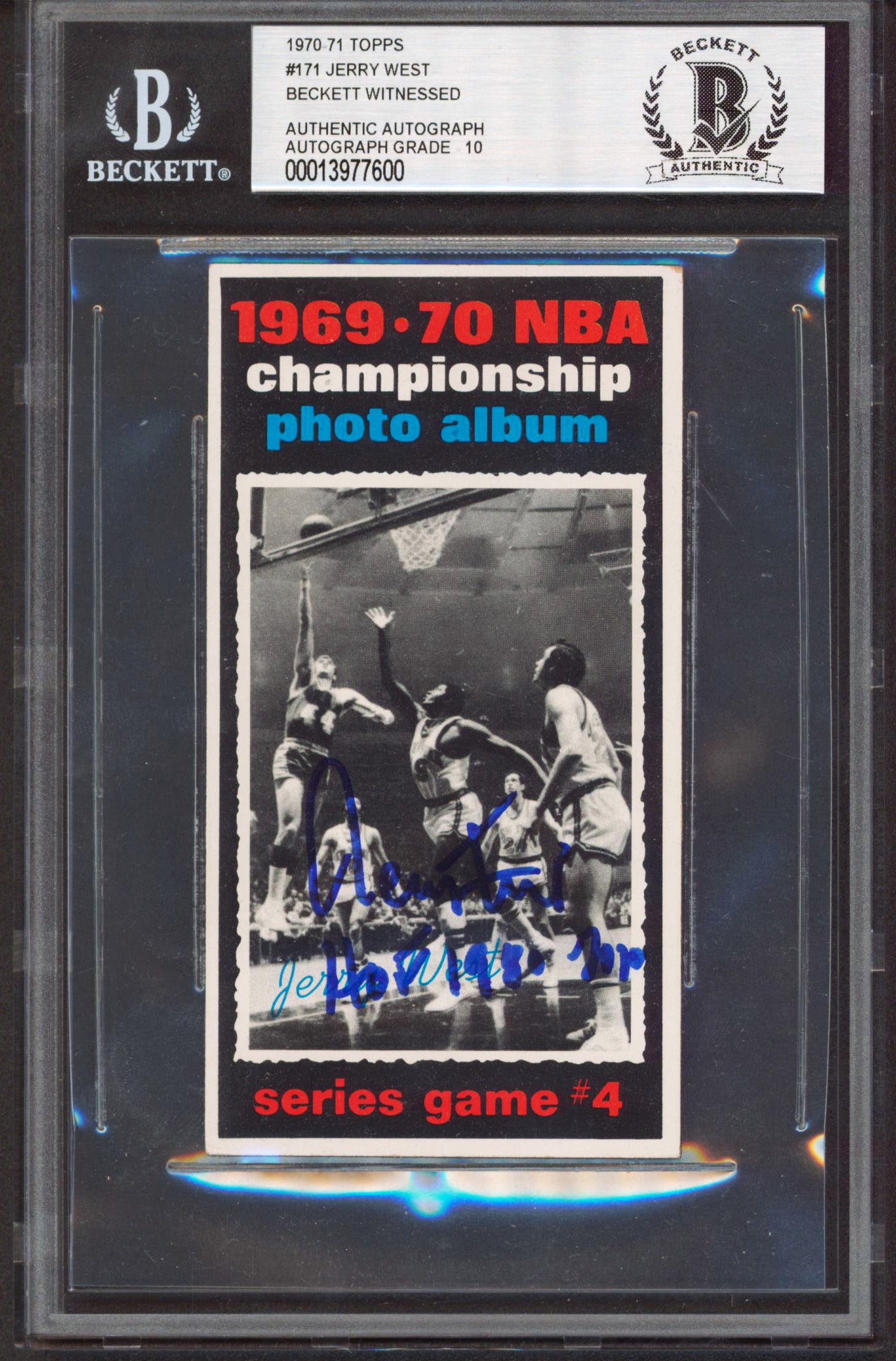 Lakers Jerry West Authentic Signed 1970 Topps #171 Card Auto Graded 10! BAS Slab