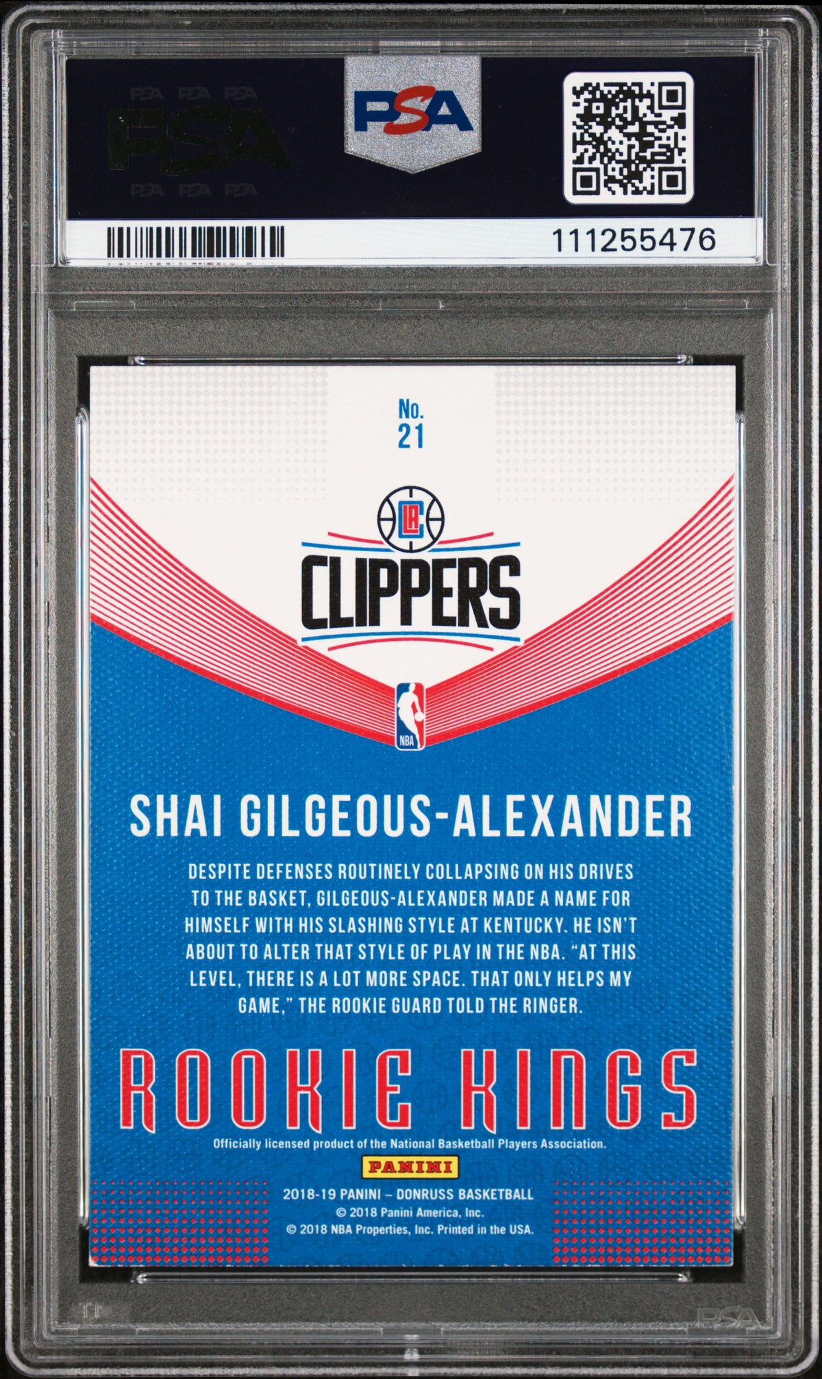 Shai Gilgeous-Alexander Signed 2018 Donruss RKs #21 Card Auto 10! PSA Slabbed