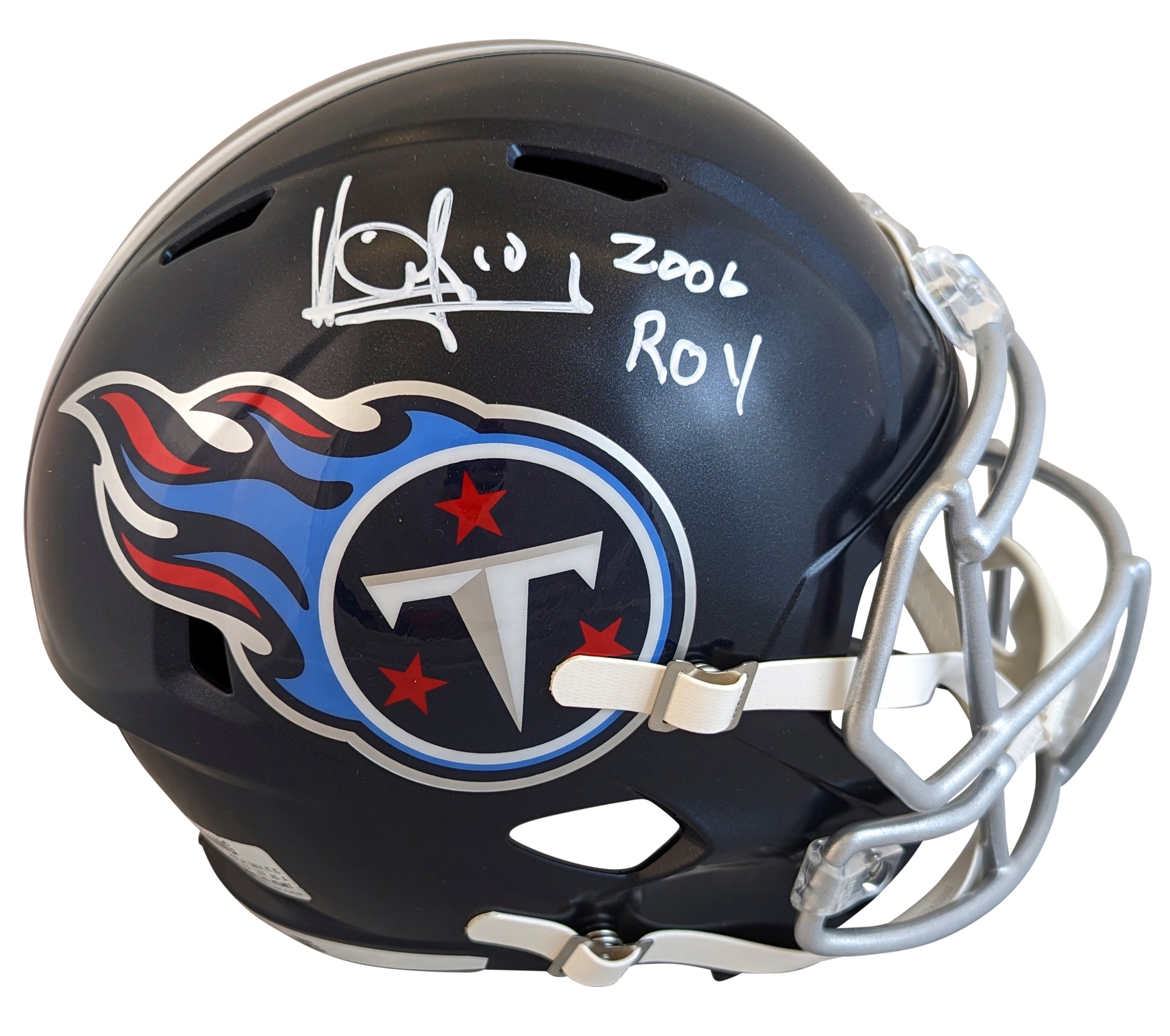 Titans Vince Young "2006 ROY" Signed Full Size Speed Rep Helmet W/ Case BAS Wit