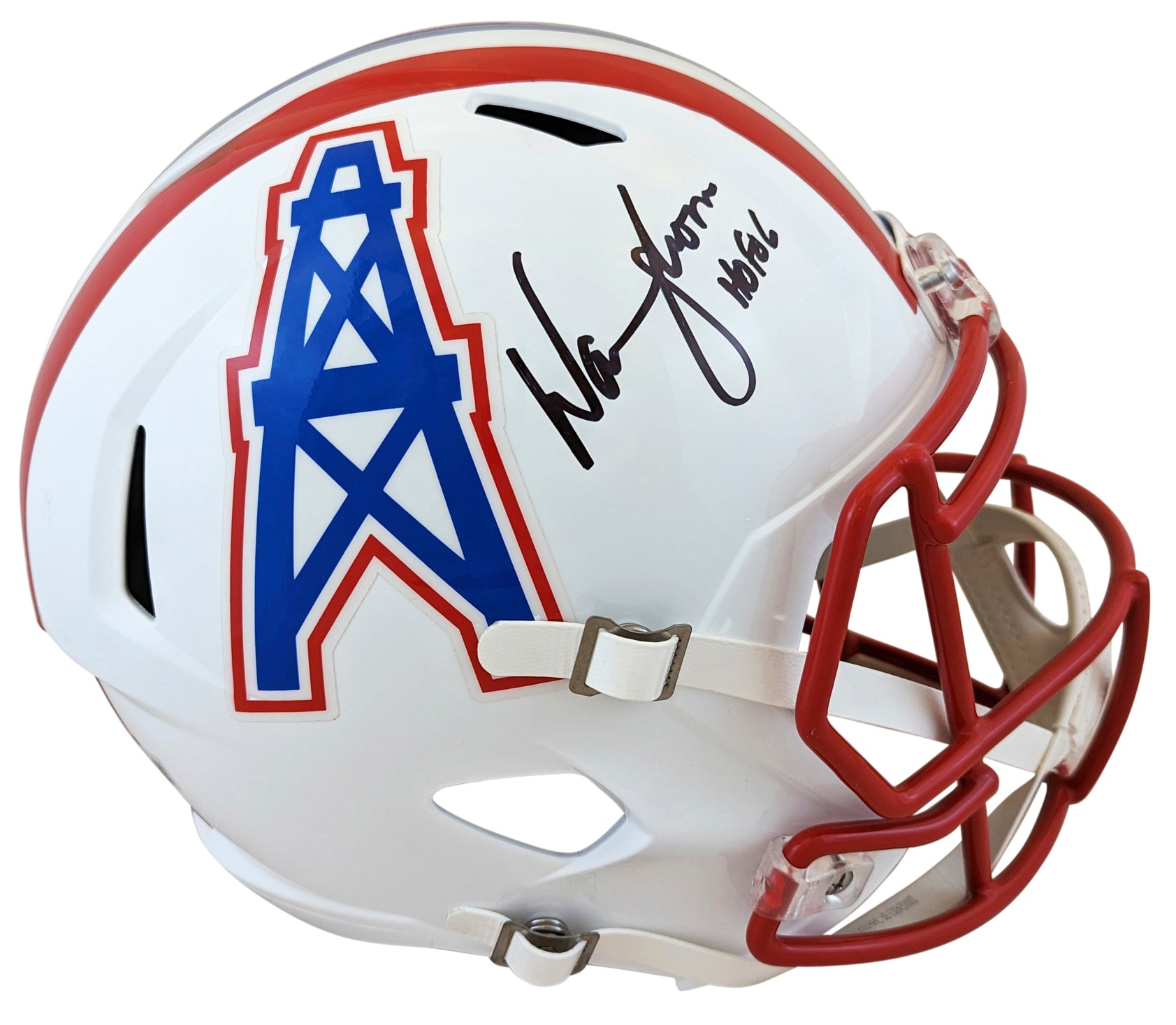 Oilers Warren Moon "HOF 06" Signed 1981-98 TB F/S Speed Rep Helmet W/ Case BAS W