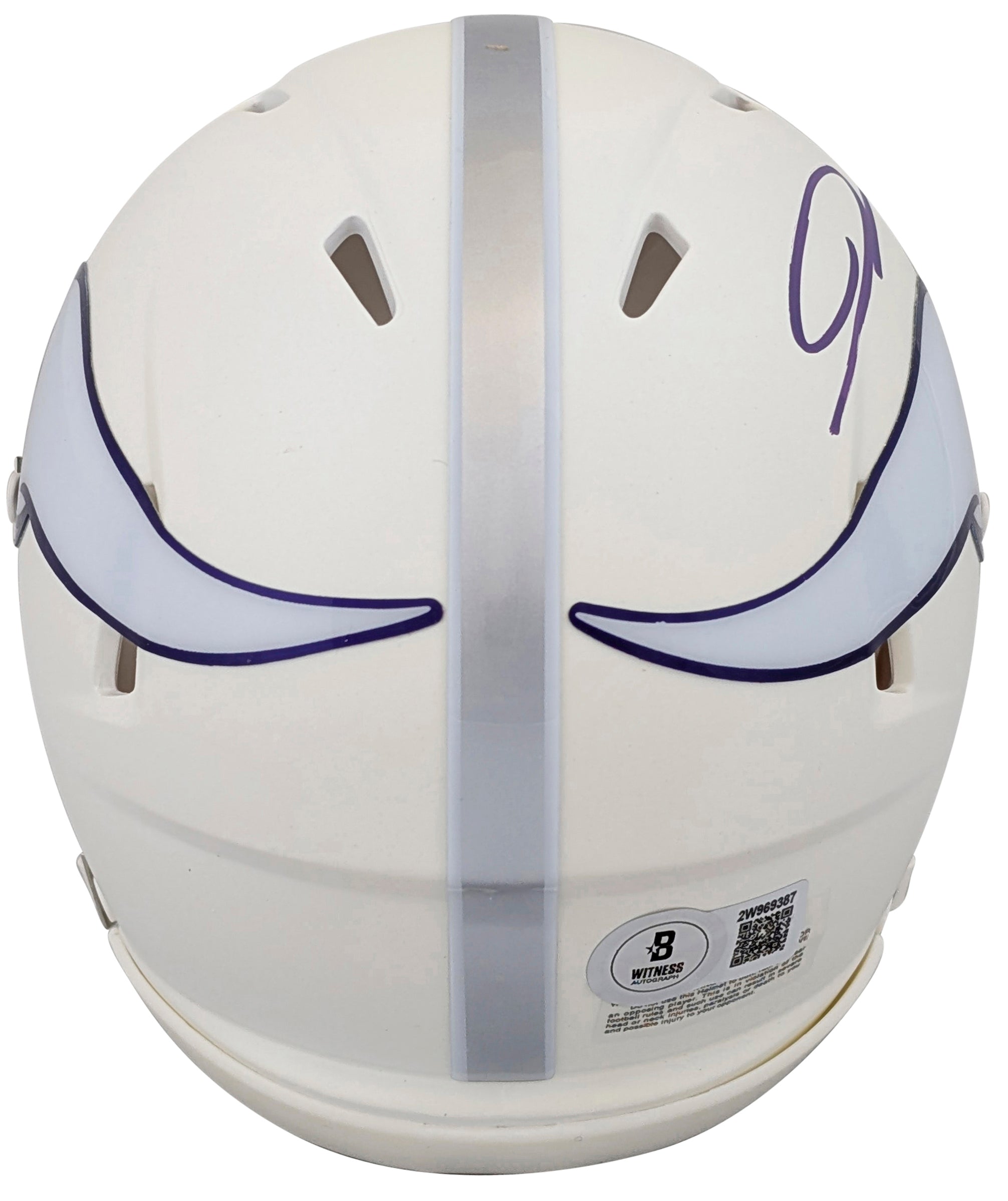 Vikings Jordan Addison Signed On-Field Alt 2024 Speed Mini Helmet W/ Case BAS W