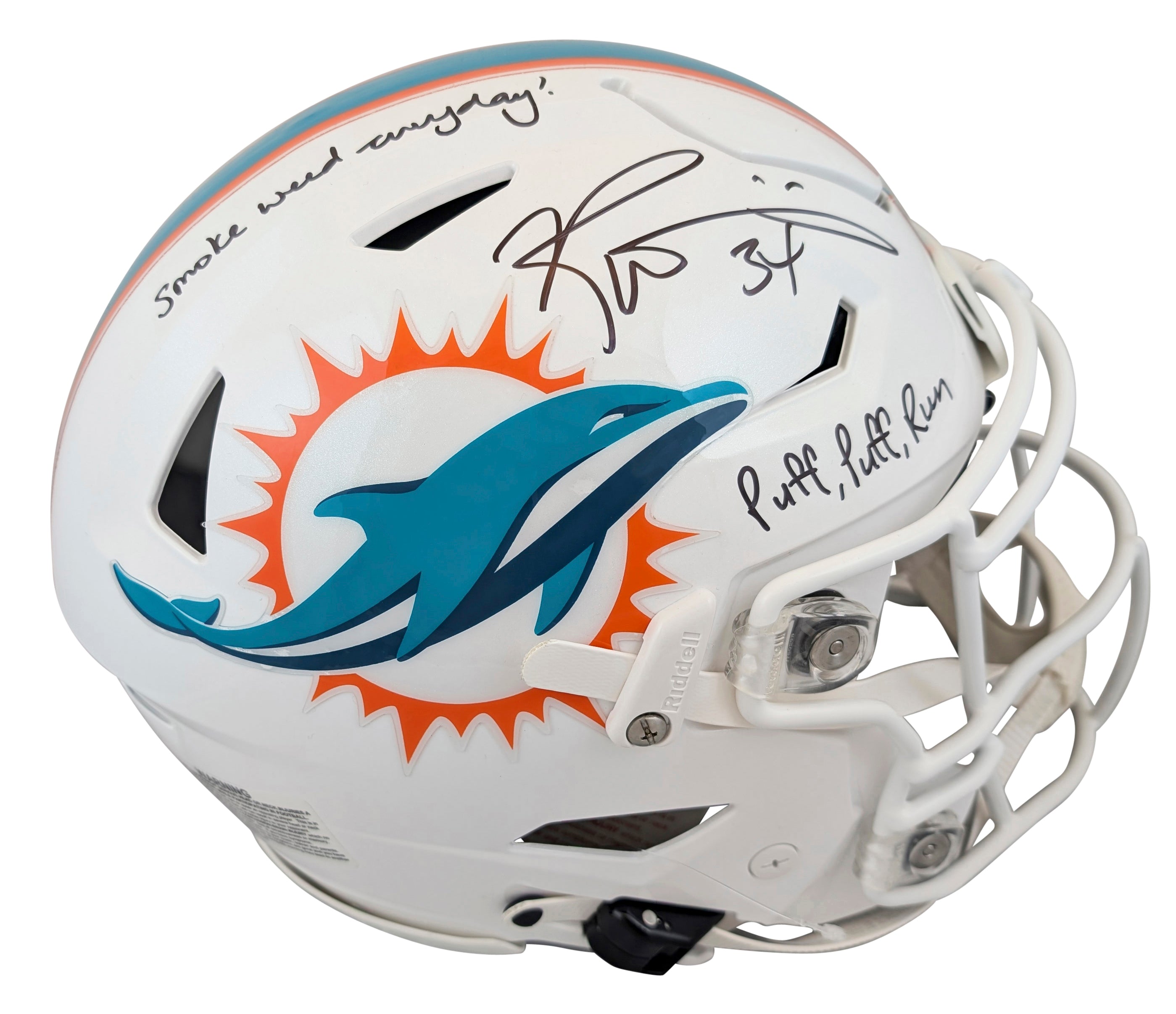 Dolphins Ricky Williams "2x Insc" Signed Speed Flex Full Size Helmet BAS Witness