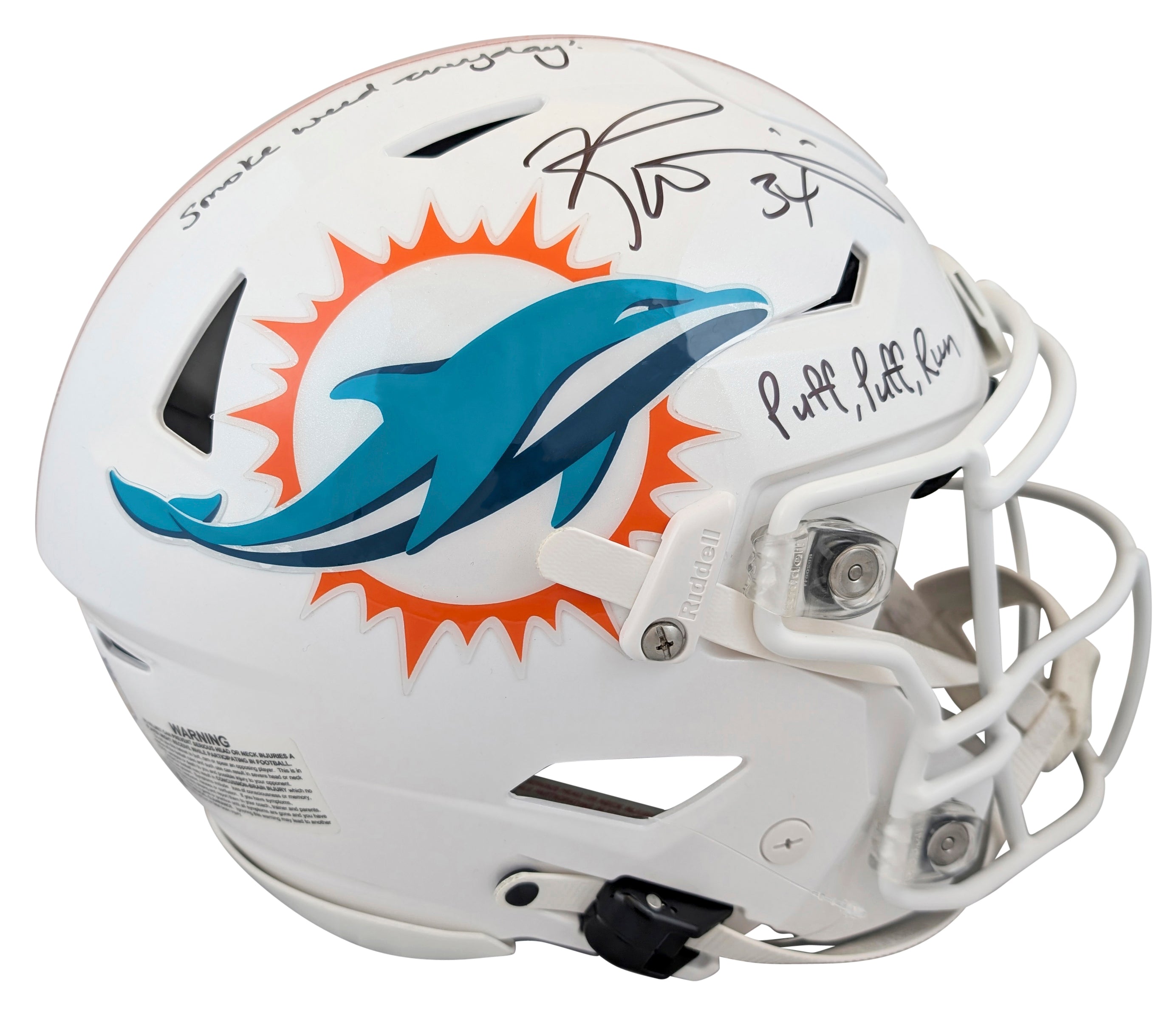 Dolphins Ricky Williams "2x Insc" Signed Speed Flex Full Size Helmet BAS Witness