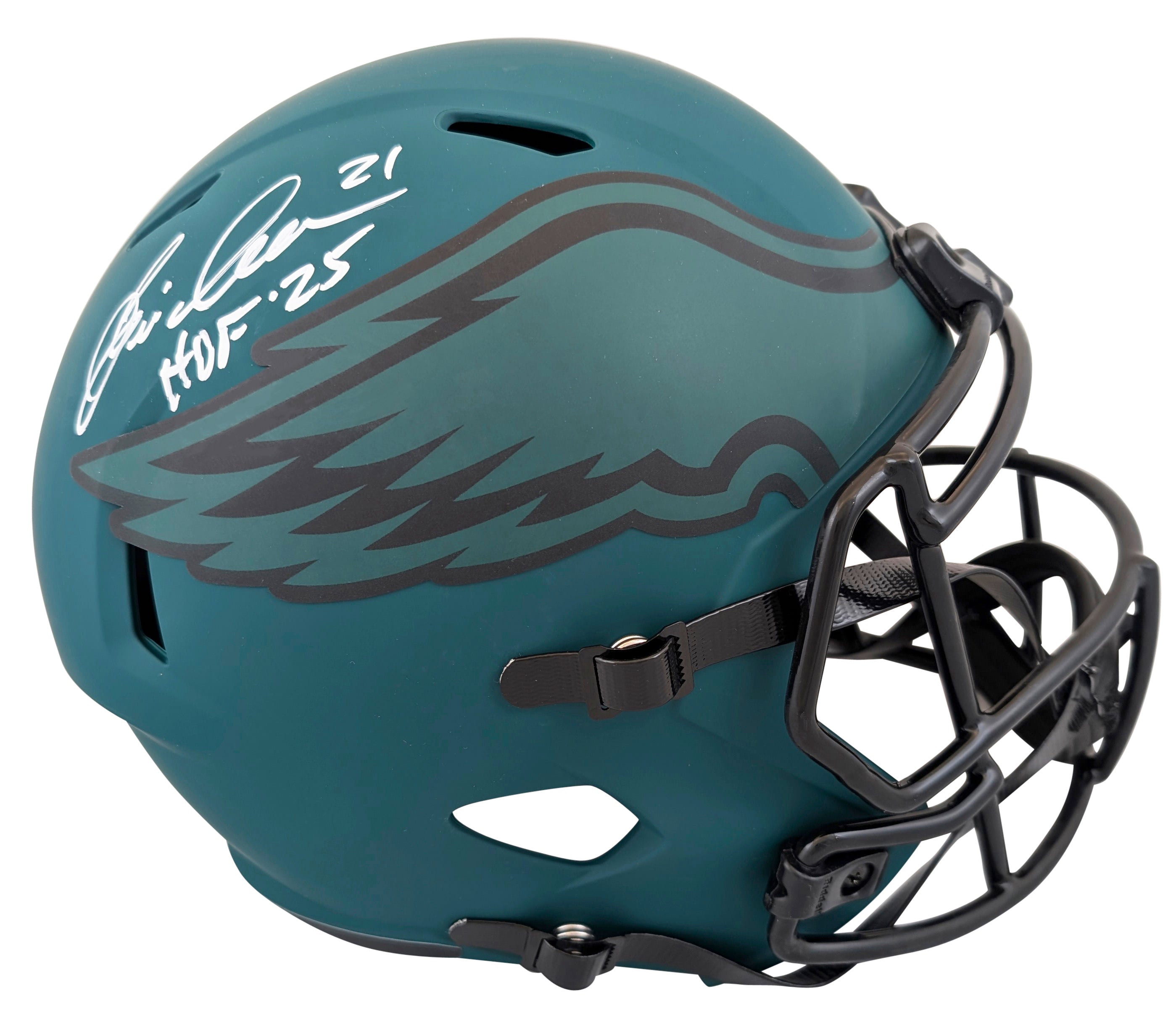 Eagles Eric Allen "HOF 25" Signed Rave Full Size Speed Rep Helmet W/ Case BAS W