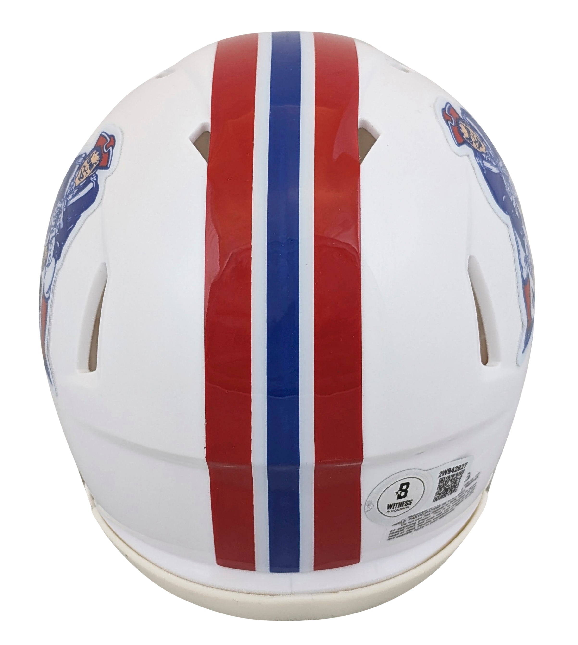 Patriots Christian Gonzalez Signed 1982-89 TB Speed Mini Helmet BAS Witnessed