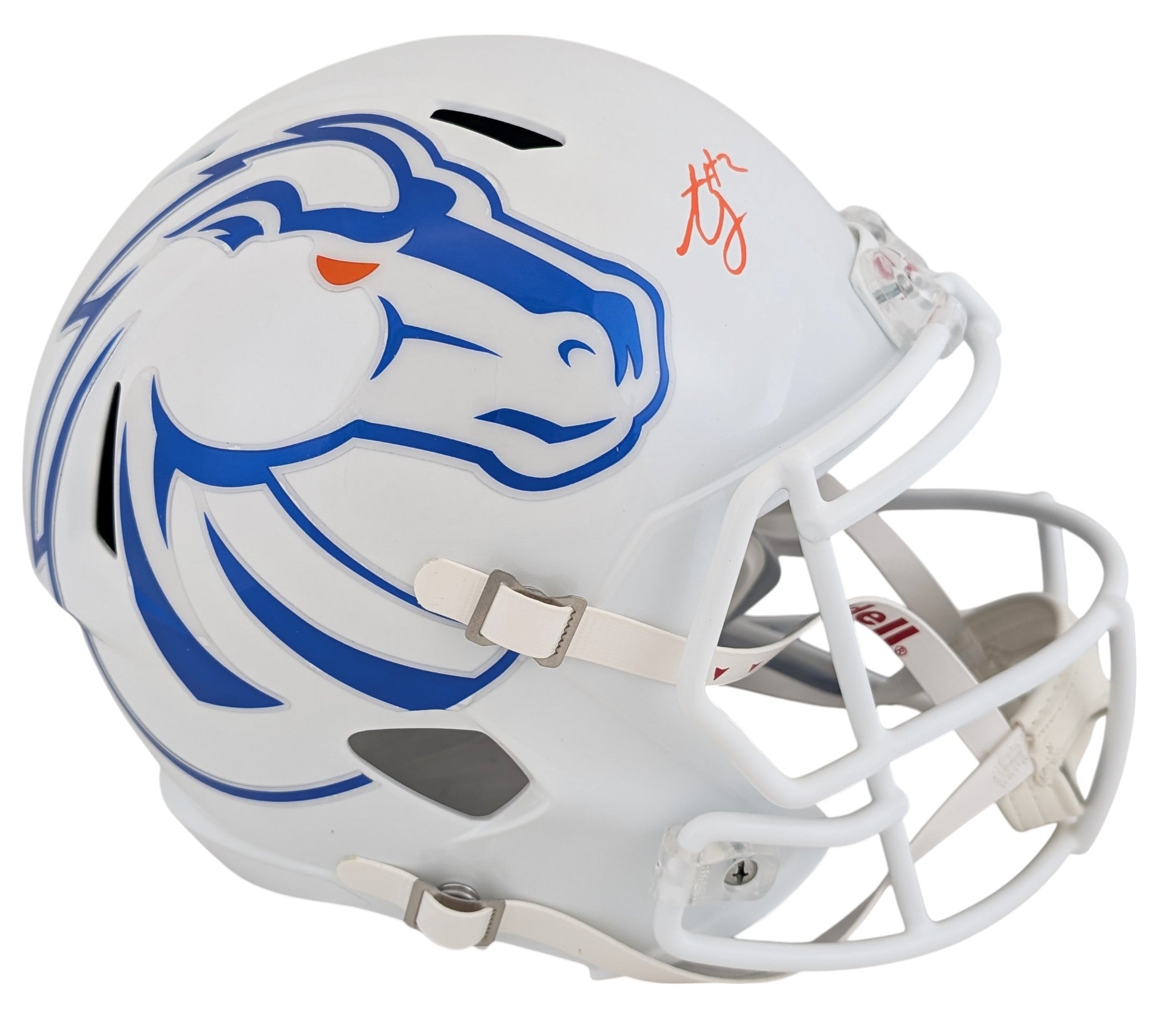 Boise State Ashton Jeanty Signed White Full Size Speed Rep Helmet BAS Witnessed
