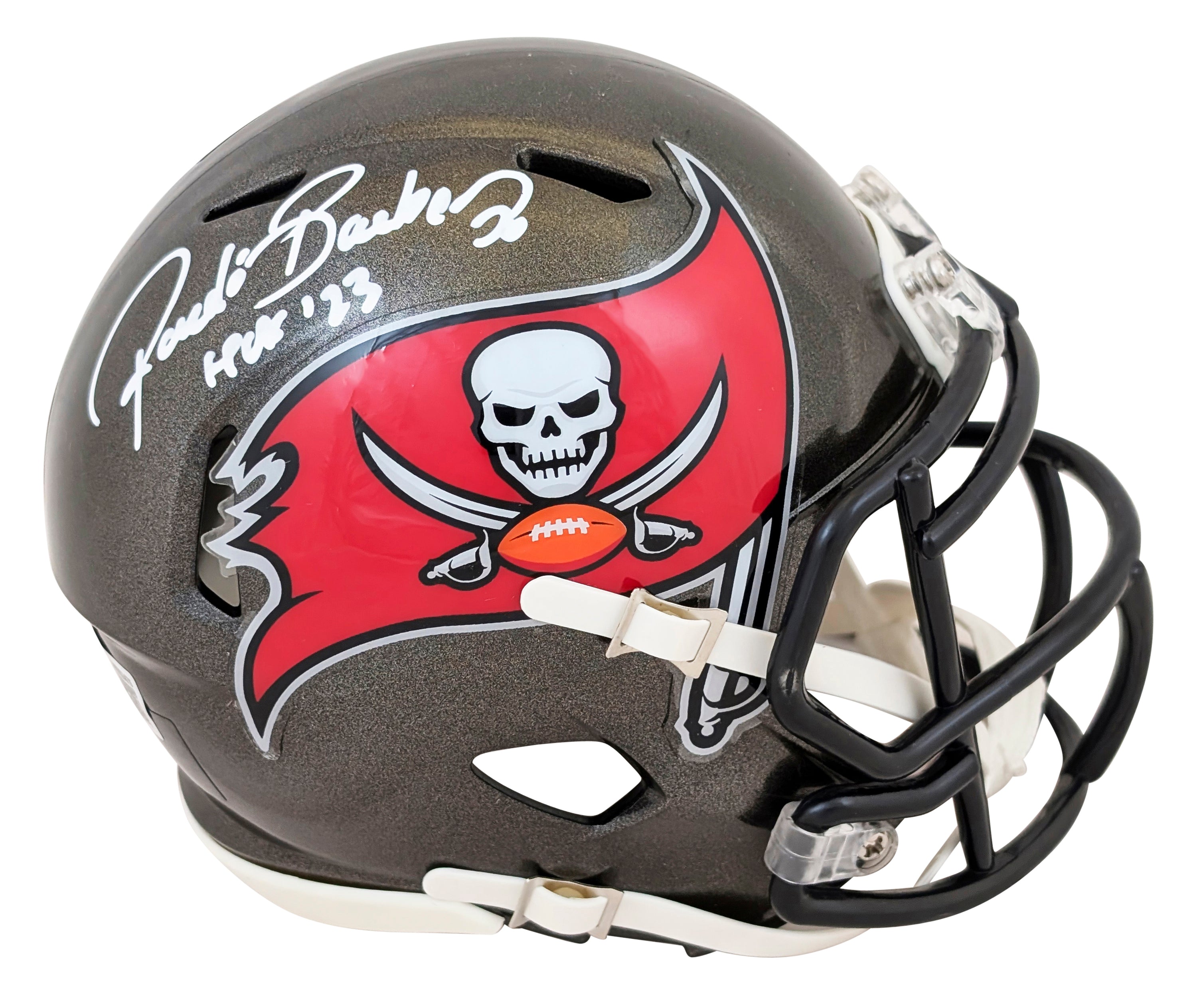 Buccaneers Ronde Barber "HOF 23" Signed Speed Mini Helmet W/ Case BAS Witness