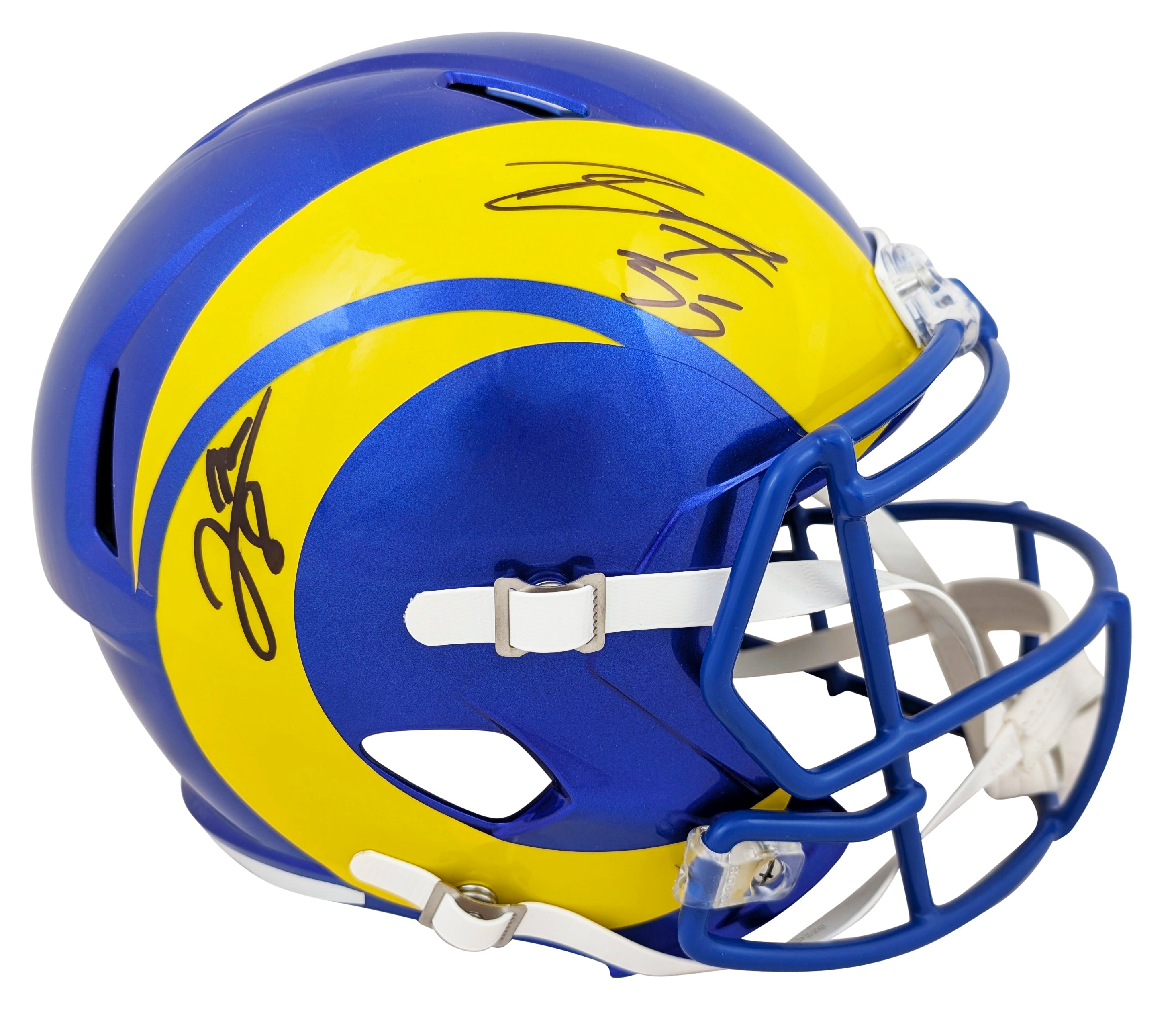 Rams Jared Verse & Braden Fiske Signed Full Size Speed Rep Helmet BAS Witnessed