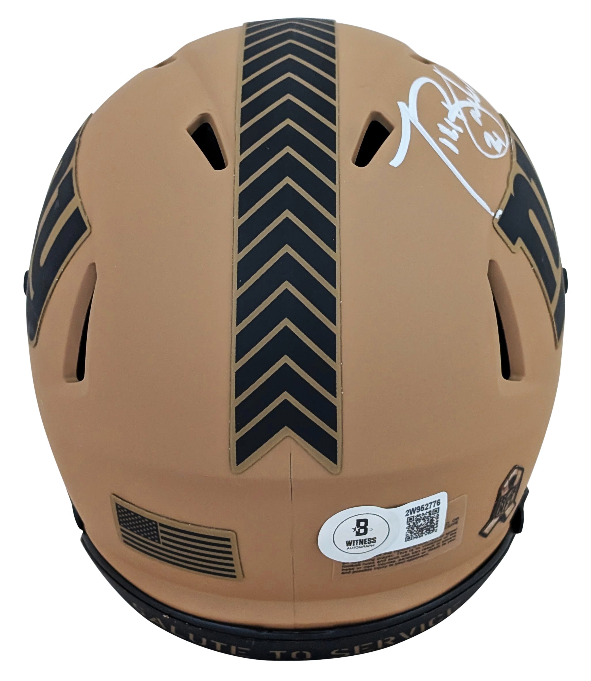 Giants Tiki Barber Signed Salute To Service II Speed Mini Helmet BAS Witnessed