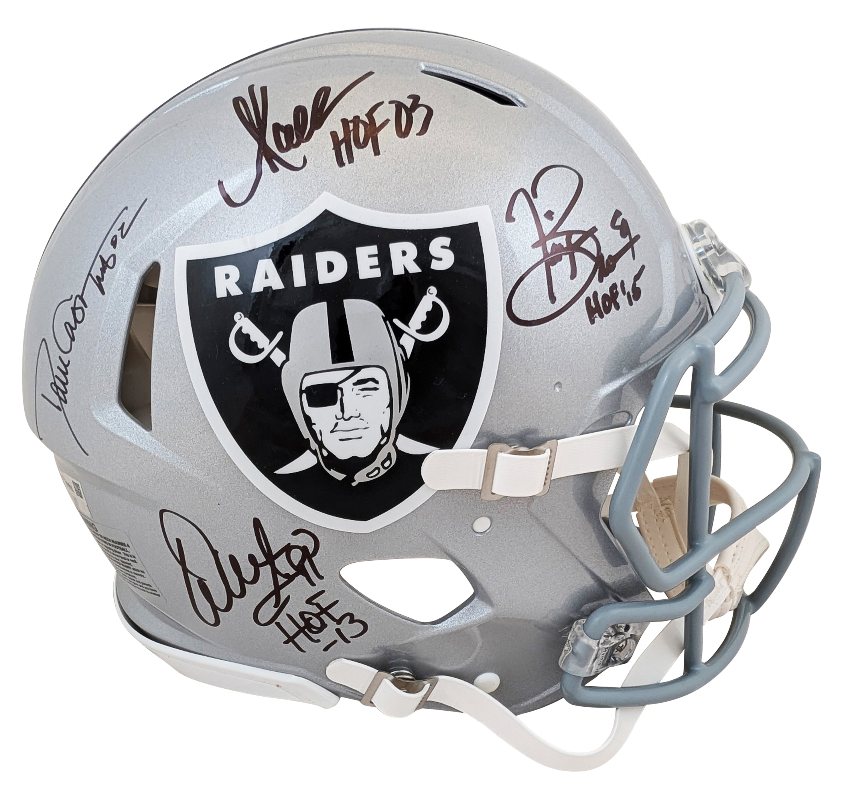 Raiders (4) Casper, Allen, Brown +1 Signed F/S Speed Proline Helmet w/ Case BAS