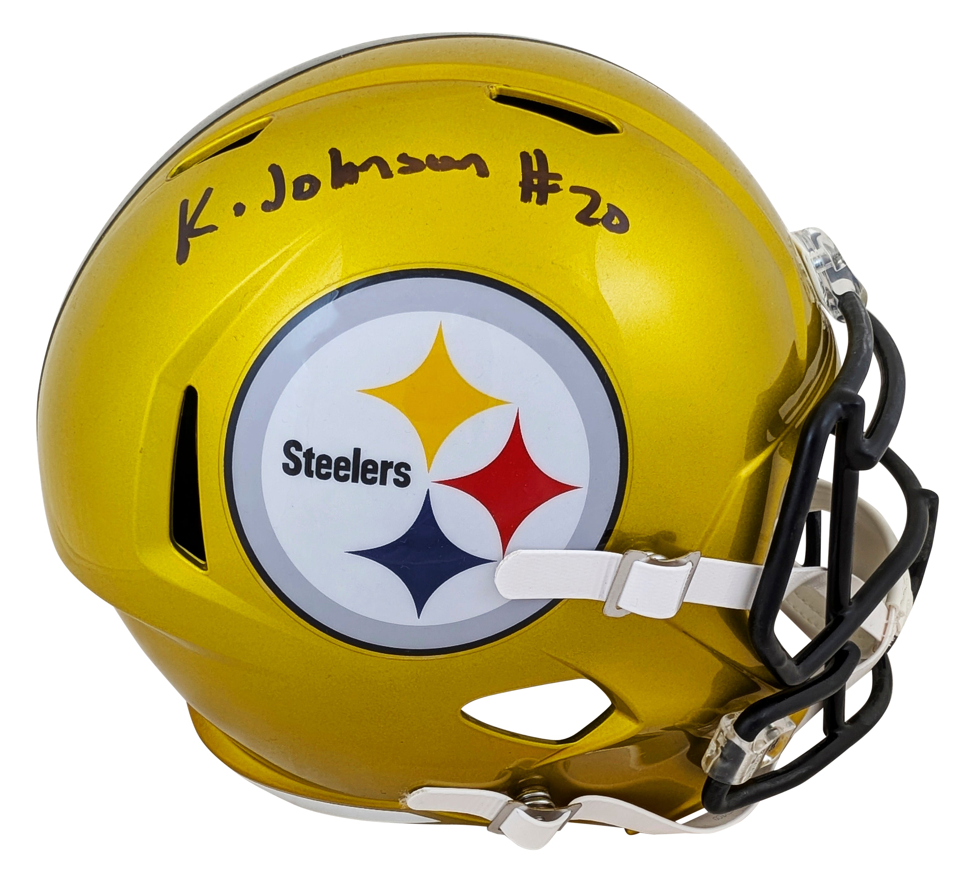 Steelers Kaleb Johnson Signed Flash Full Size Speed Rep Helmet W/ Case BAS Wit