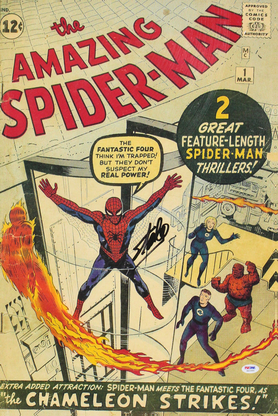 Stan Lee Authentic Signed 16X24 Amazing Spider-Man #1 Comic Canvas PSA #6A20995