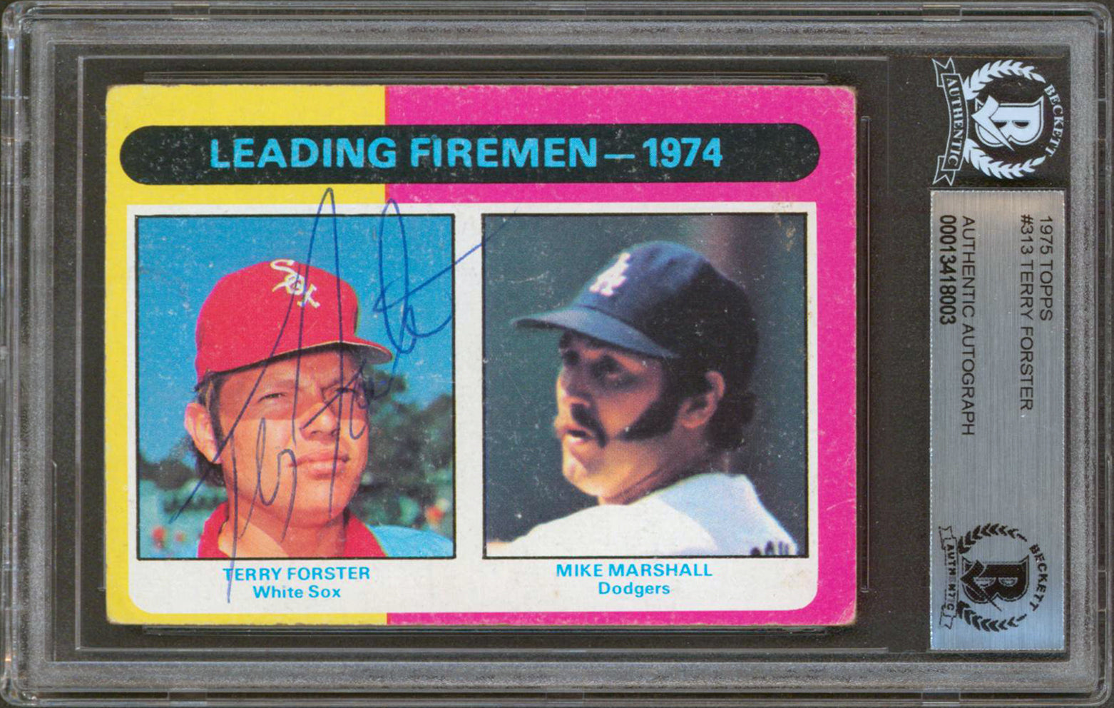 White Sox Terry Forster Authentic Signed 1975 Topps #313 Card BAS Slabbed