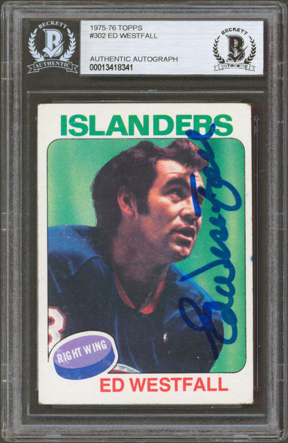 Islanders Ed Westfall Authentic Signed 1975 Topps #302 Card Autographed BAS Slab