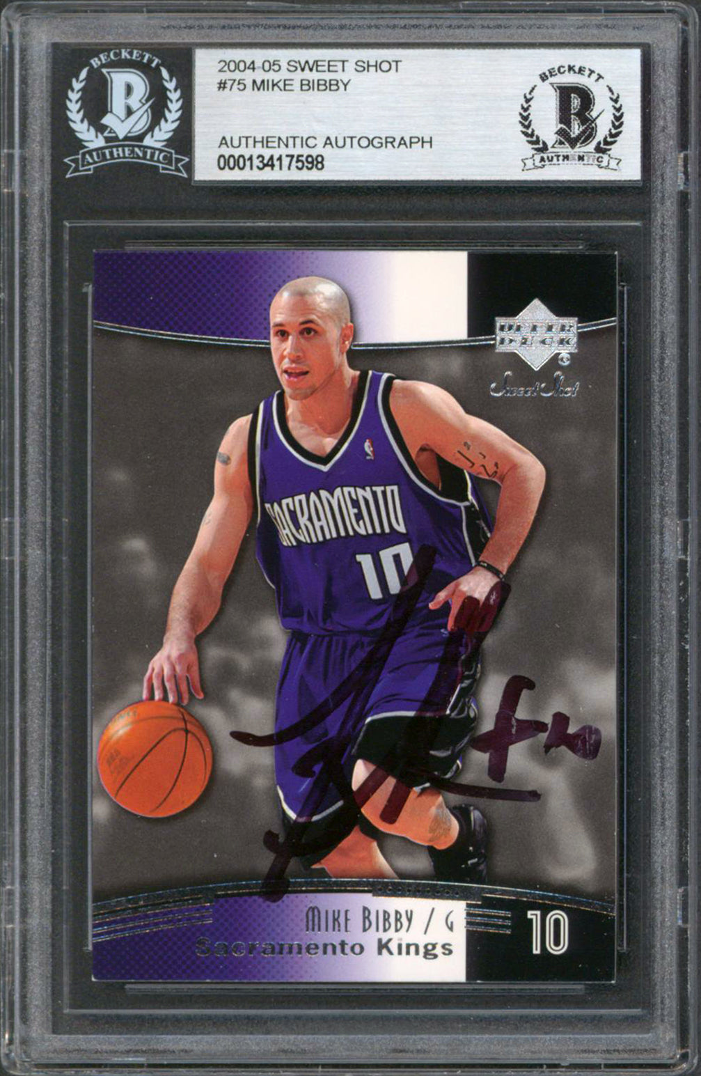 Kings Mike Bibby Authentic Signed 2004 Sweet Shot #75 Card Autographed BAS Slab