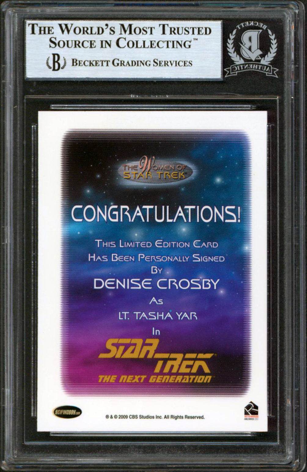 Star Trek Denise Crosby Authentic Signed 2010 Women Of Star Trek Card BAS Slab